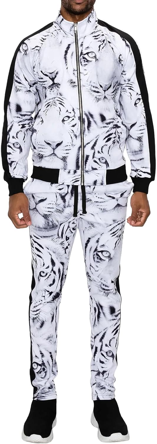 G-Style USA Men's Tiger Pattern Tracksuit Sets