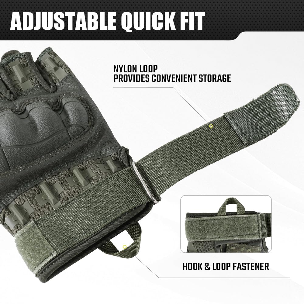 AXBXCX Tactical Fingerless Gloves for Men - Ultimate Impact Protection, Non-Slip & Breathable