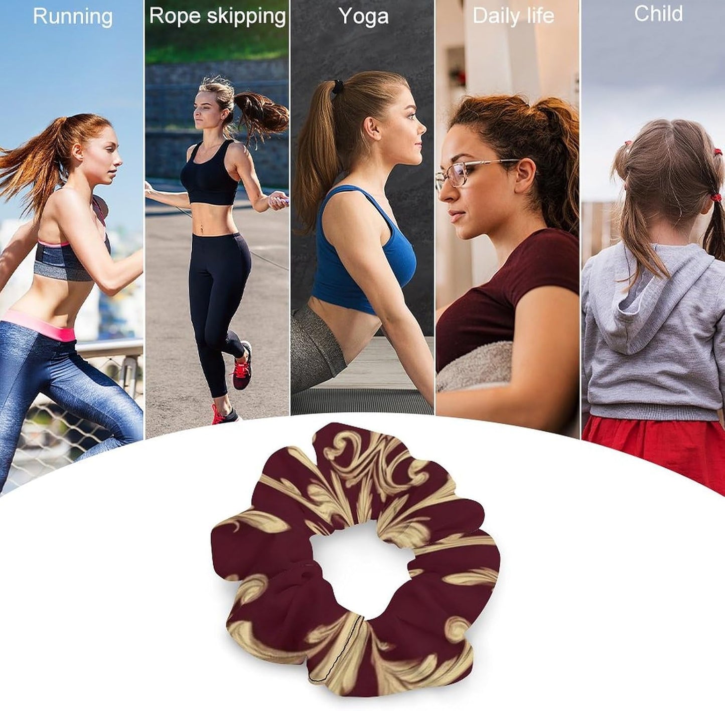 Supdreamc Fashion Hair Scrunchies Spiral Hair Ties for Women Braids, Cool Camo Military Camouflage Adjustable Ponytail Bands Dreadlock Accessories