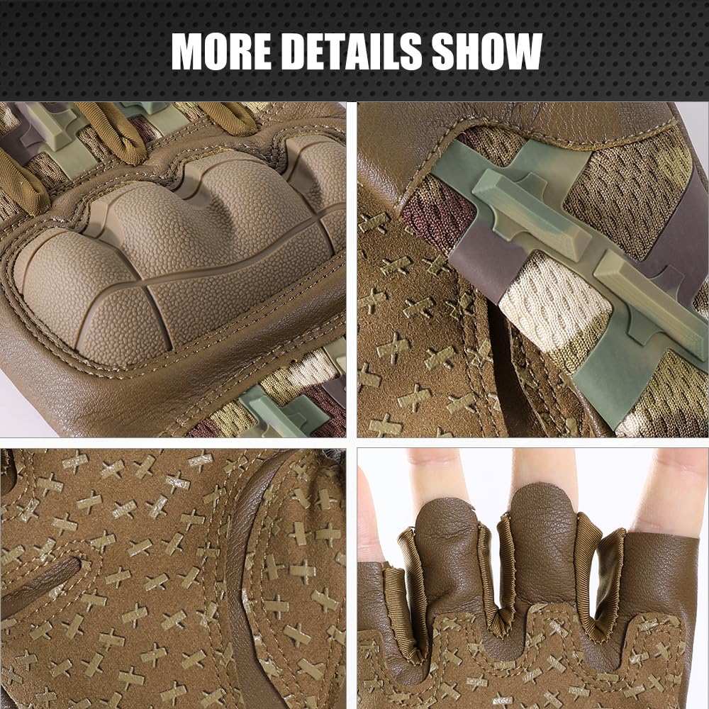 AXBXCX Tactical Fingerless Gloves for Men - Ultimate Impact Protection, Non-Slip & Breathable