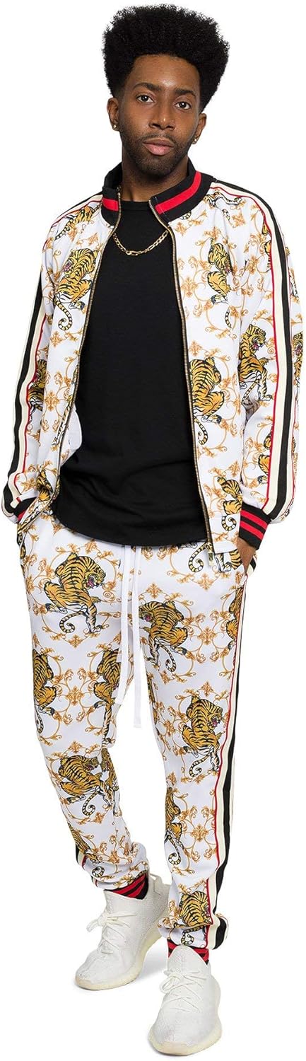 G-Style USA Men's Tiger Pattern Tracksuit Sets