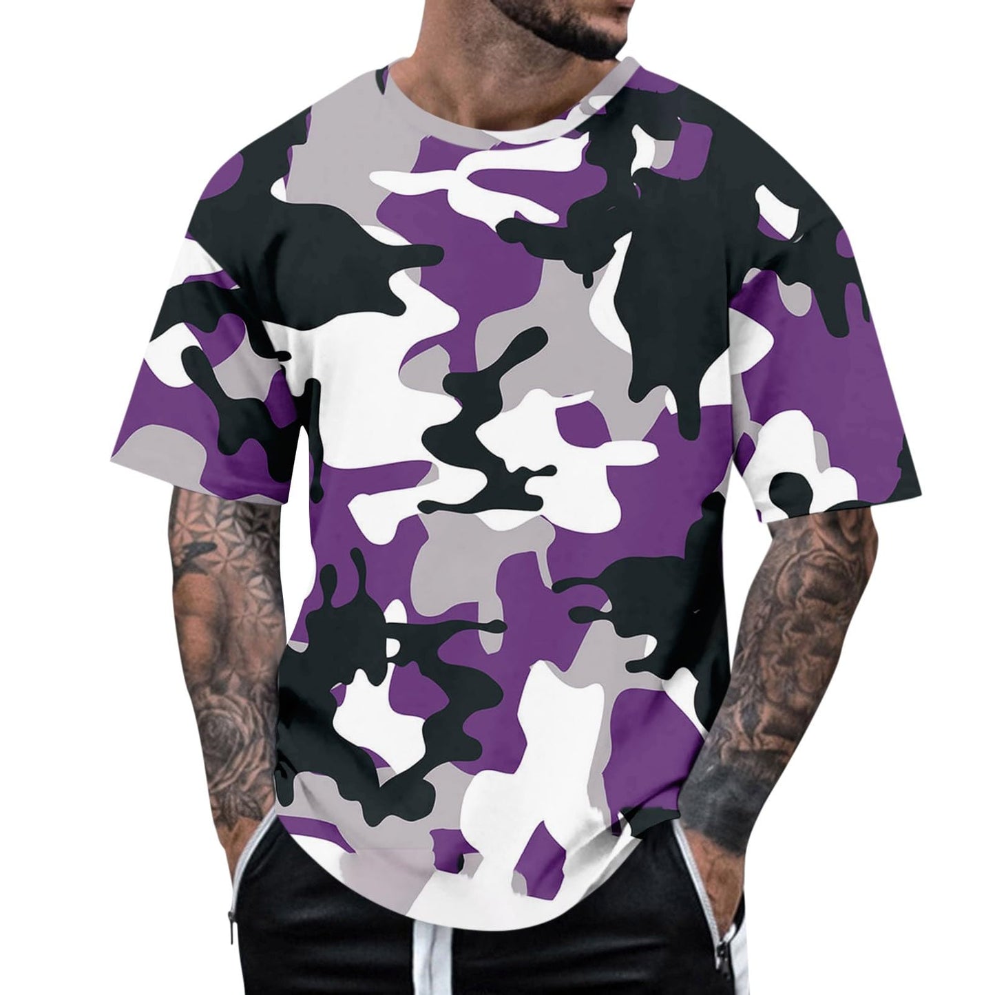 Casual Summer Camouflage Short Sleeve Shirt Plus Size Outdoor Fashion Tees Trendy Blouse T Shirt