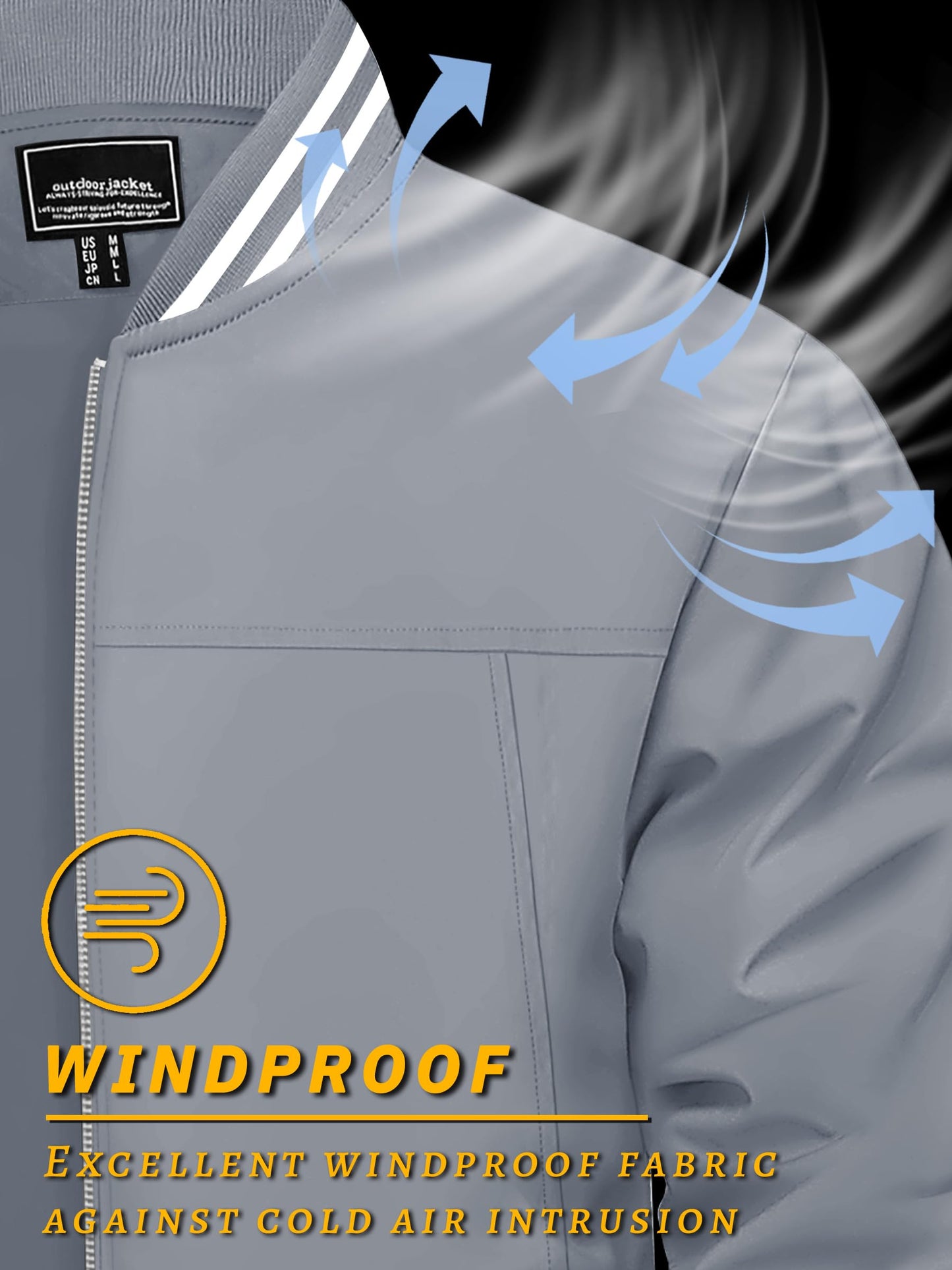 TACVASEN Men's Lightweight Jacket Casual Spring Fall Windbreaker Bomber Zip Up Coat With Pocket