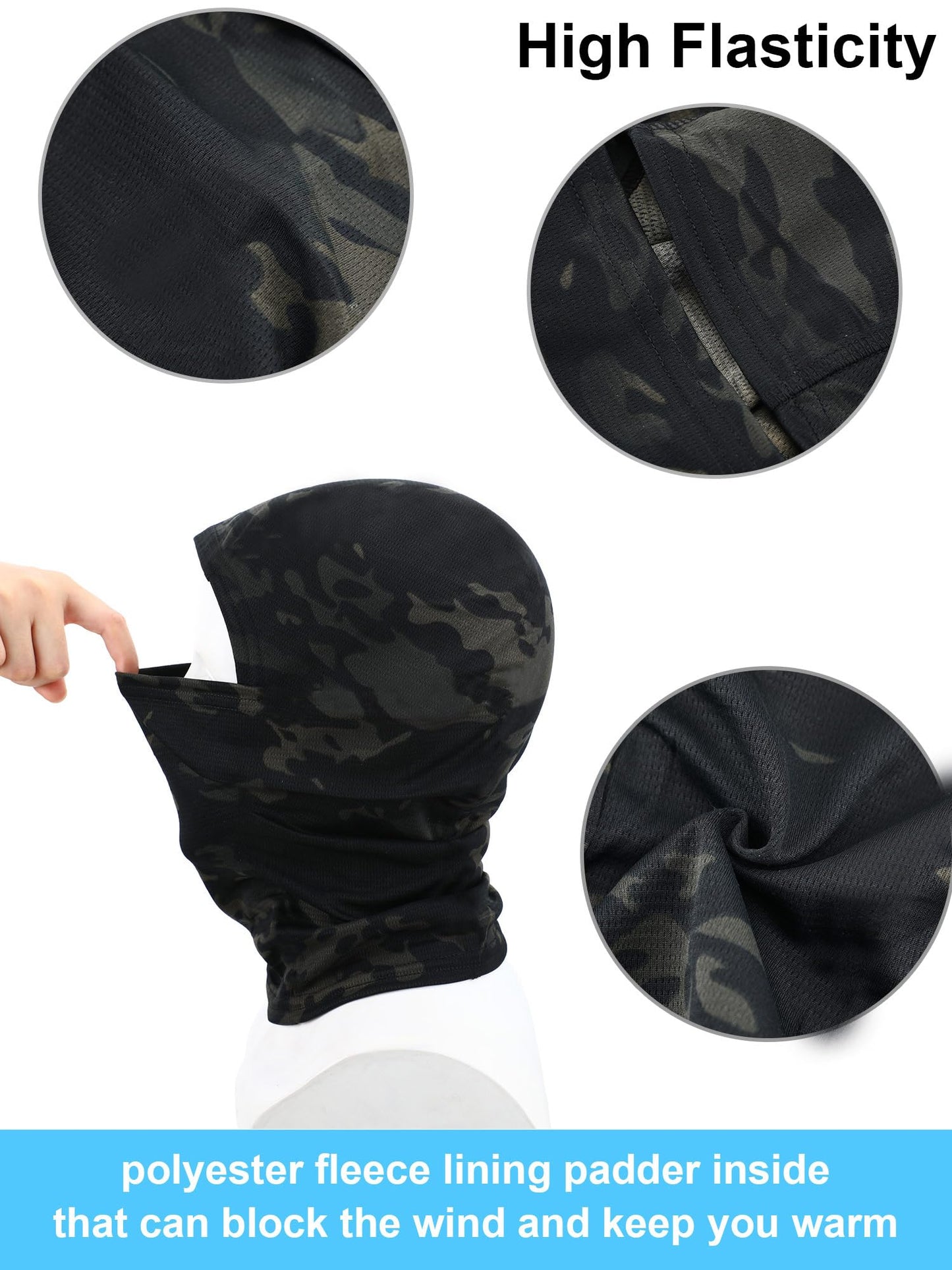 Blulu 3 Pieces Camo Balaclava Summer Full Face Mask Ski Mask Sun Dust Protection Full Face Cover for Men Women Outdoor