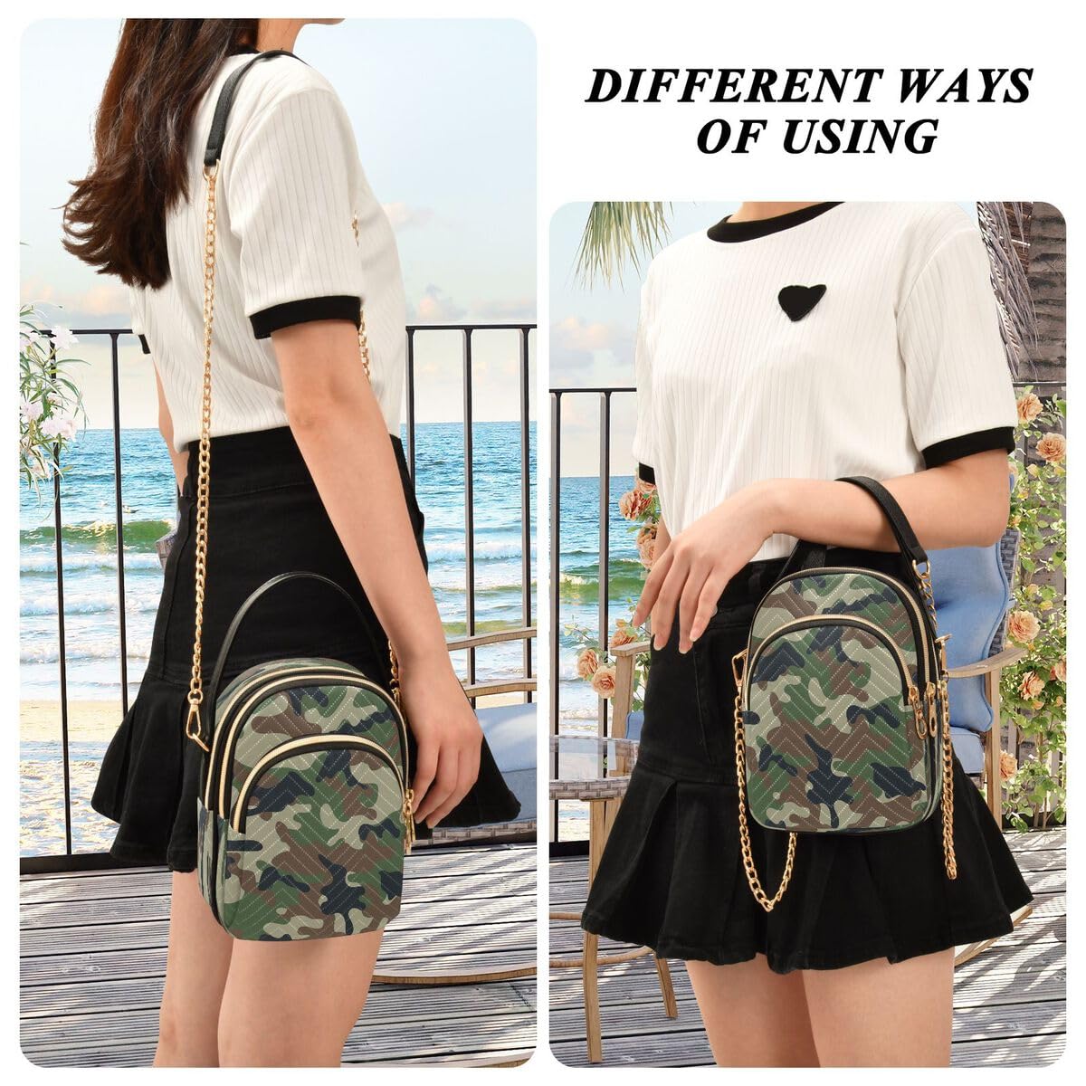 ALAZA Hipster Camouflage Army Print Crossbody Bag Small Shoulder Handbags Leather Purse for Women