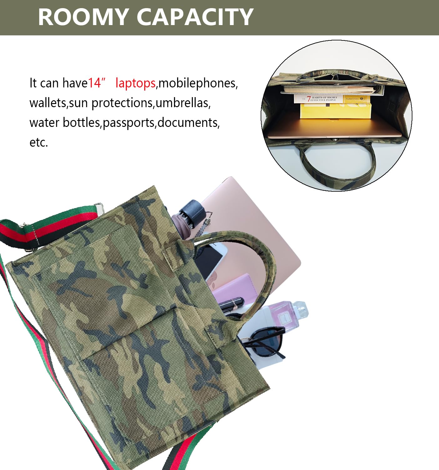 Dyalsa Tote Bags for Women, Canvas Handbag Tote Purse Crossbody Bags with Zip Medium Shoulder Bags for Work and Travel