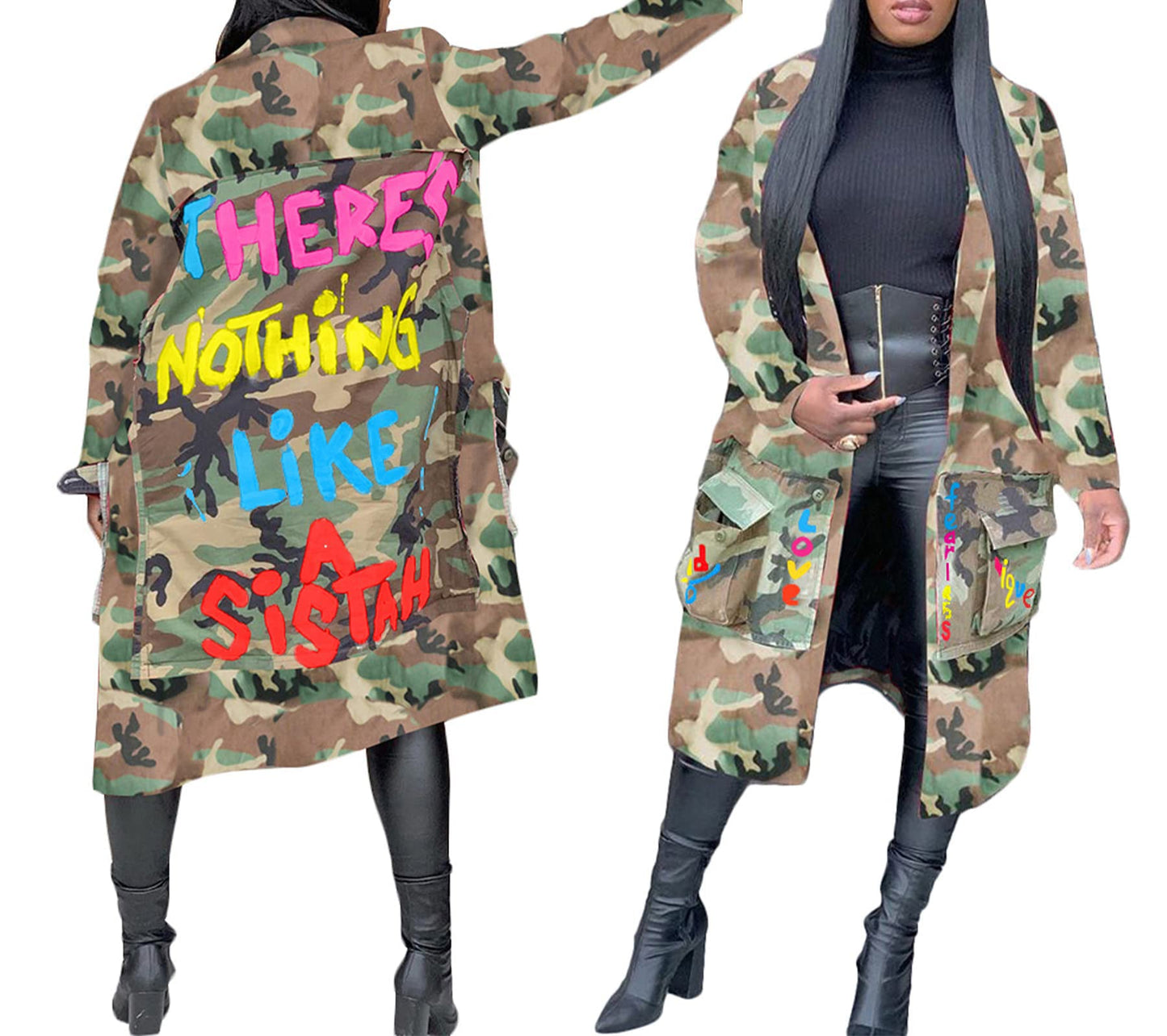 Vakkest Camo Blazer Jacket for Women Lapel Long Sleeve Open Front Cardigan Coat Classic Pockets Overcoat Outwear