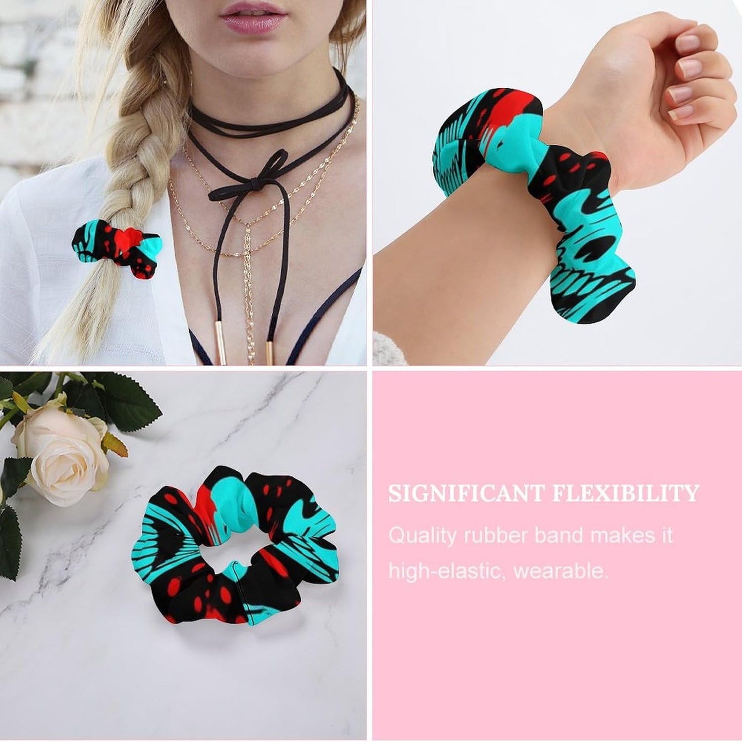 Supdreamc Fashion Hair Scrunchies Spiral Hair Ties for Women Braids, Cool Camo Military Camouflage Adjustable Ponytail Bands Dreadlock Accessories