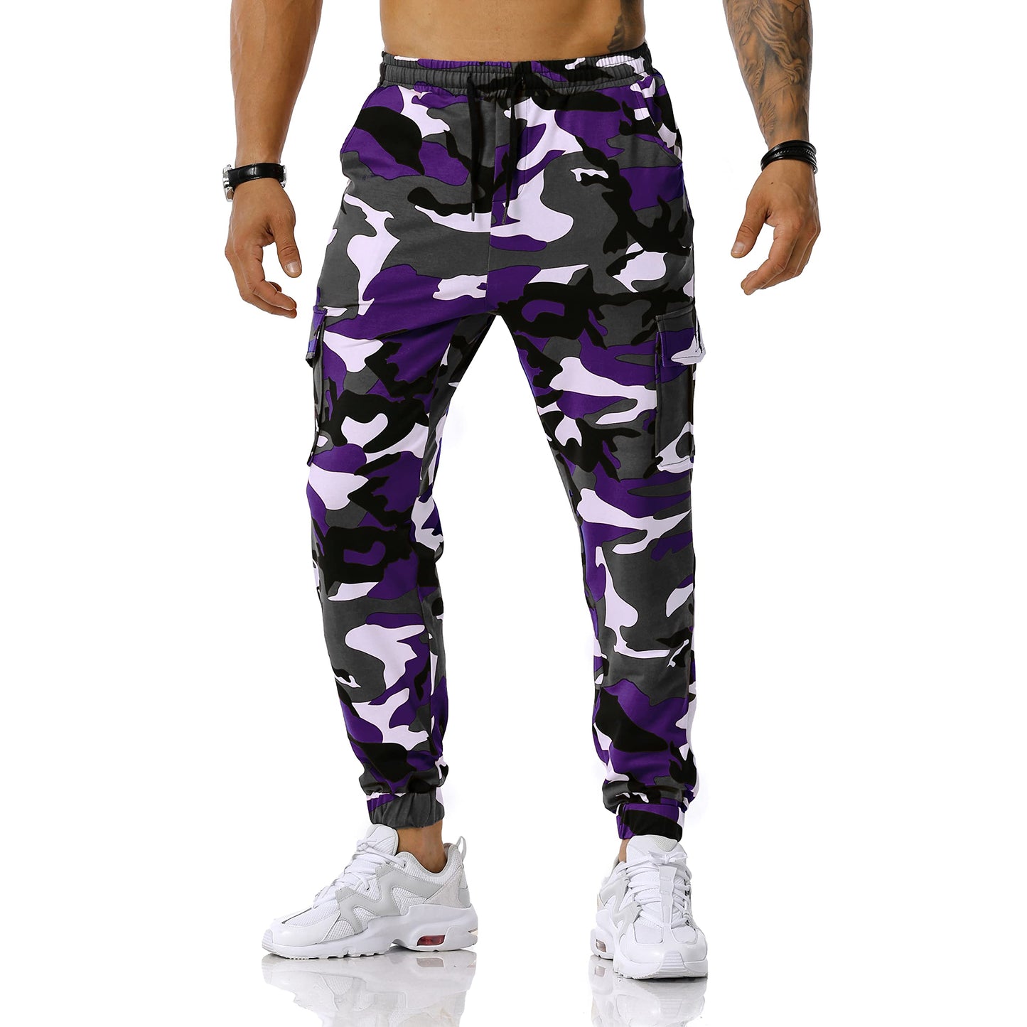 Colorful House Men Camo Cargo Jogger Sweatpants Casual Drawstring Camouflage Cargo Work Pants with Pockets