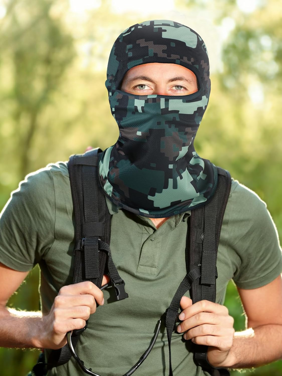 Blulu 3 Pieces Camo Balaclava Summer Full Face Mask Ski Mask Sun Dust Protection Full Face Cover for Men Women Outdoor