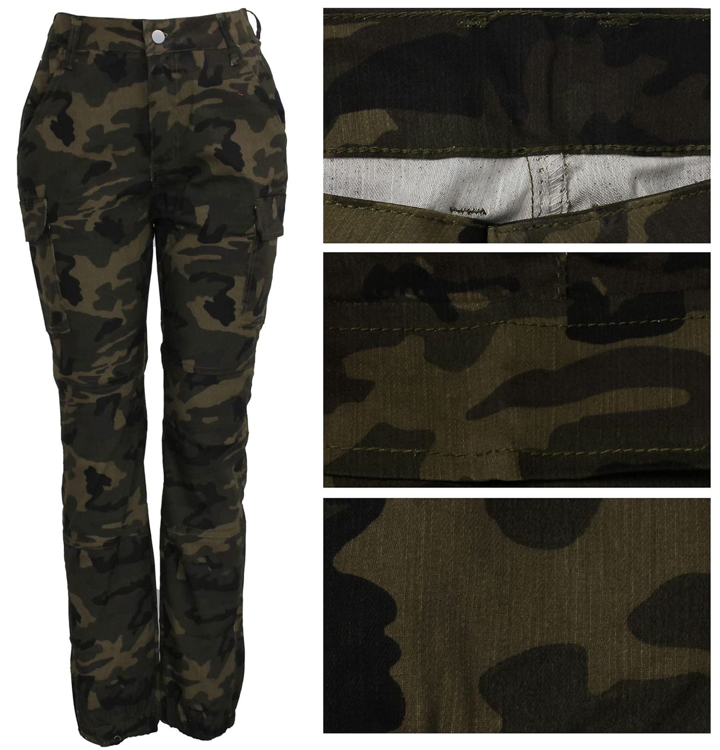Women's Cargo Jogger Camo Pants with Pockets High Waist Slim Casual Tapered Camouflage Combat Hiking Pants