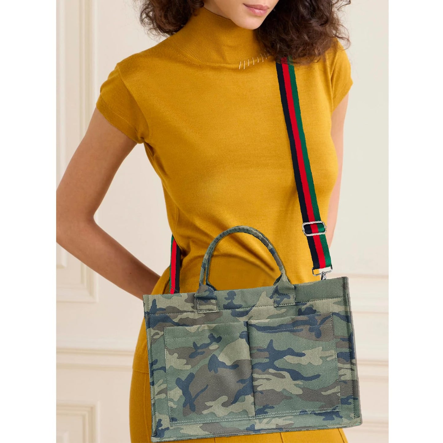 Dyalsa Tote Bags for Women, Canvas Handbag Tote Purse Crossbody Bags with Zip Medium Shoulder Bags for Work and Travel