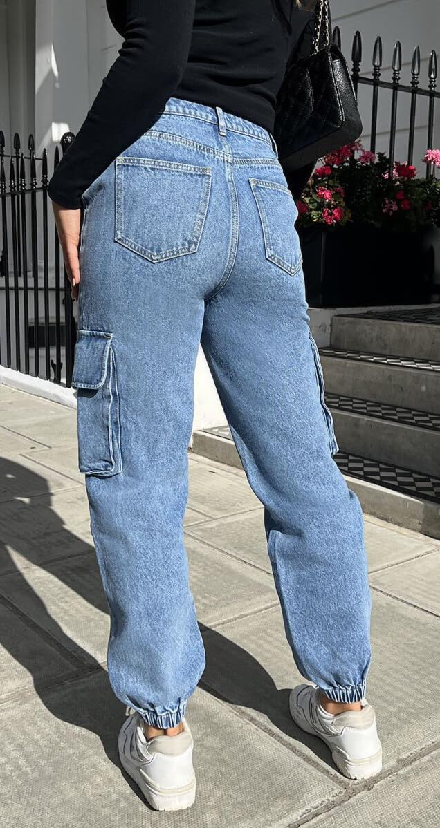 Women's Cargo Jogger Camo Pants with Pockets High Waist Slim Casual Tapered Camouflage Combat Hiking Pants