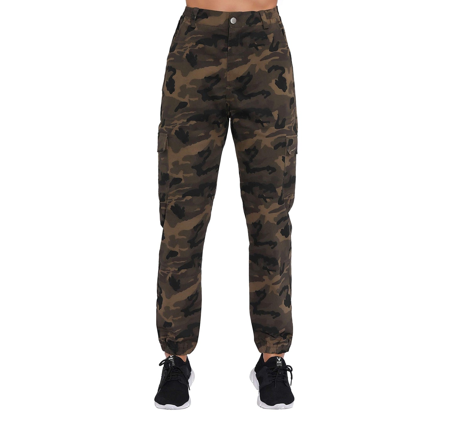 ZODLLS Women's Camo Pants Cargo Trousers Cool Camouflage Pants Elastic Waist Casual Multi Jogger Pants with Pocket