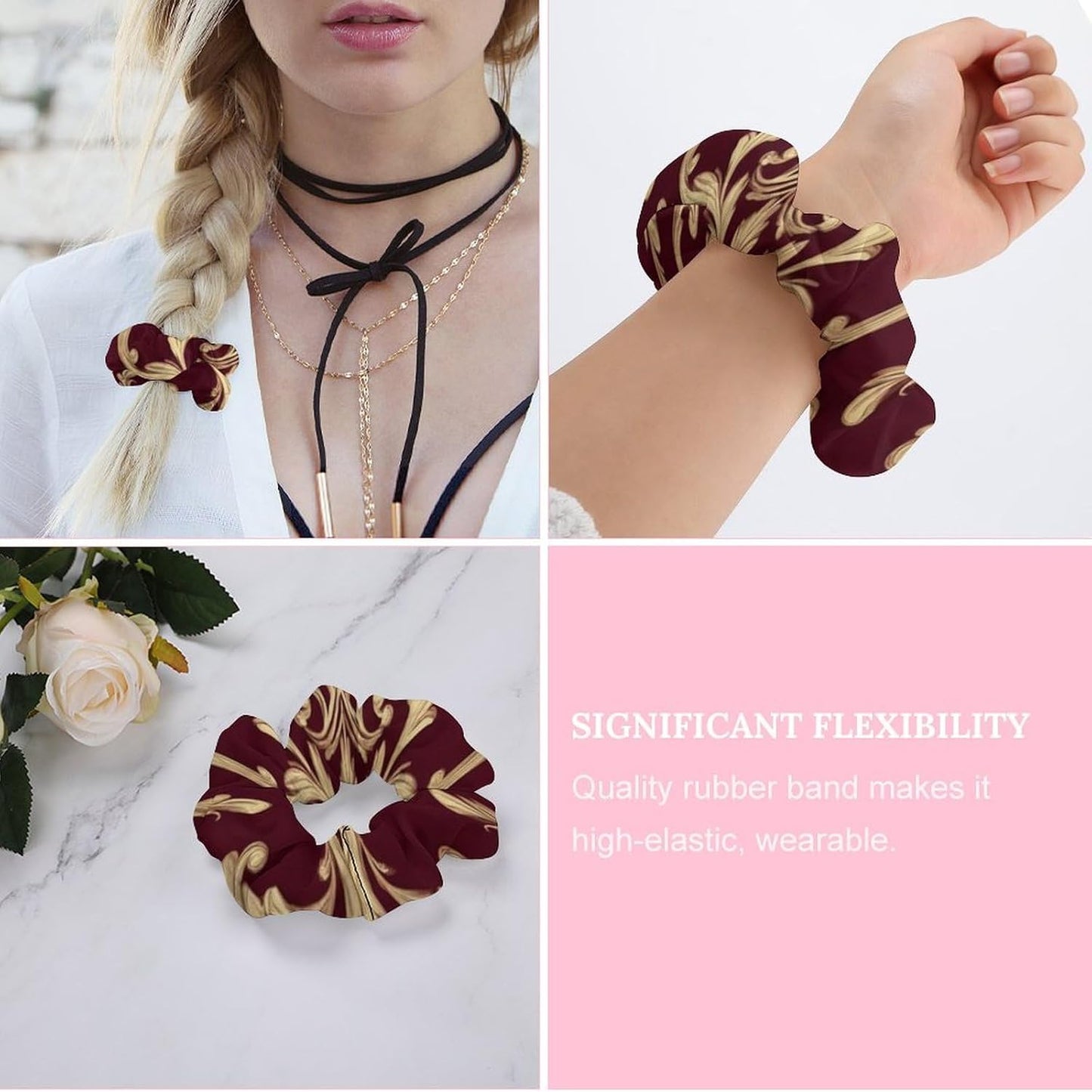 Supdreamc Fashion Hair Scrunchies Spiral Hair Ties for Women Braids, Cool Camo Military Camouflage Adjustable Ponytail Bands Dreadlock Accessories