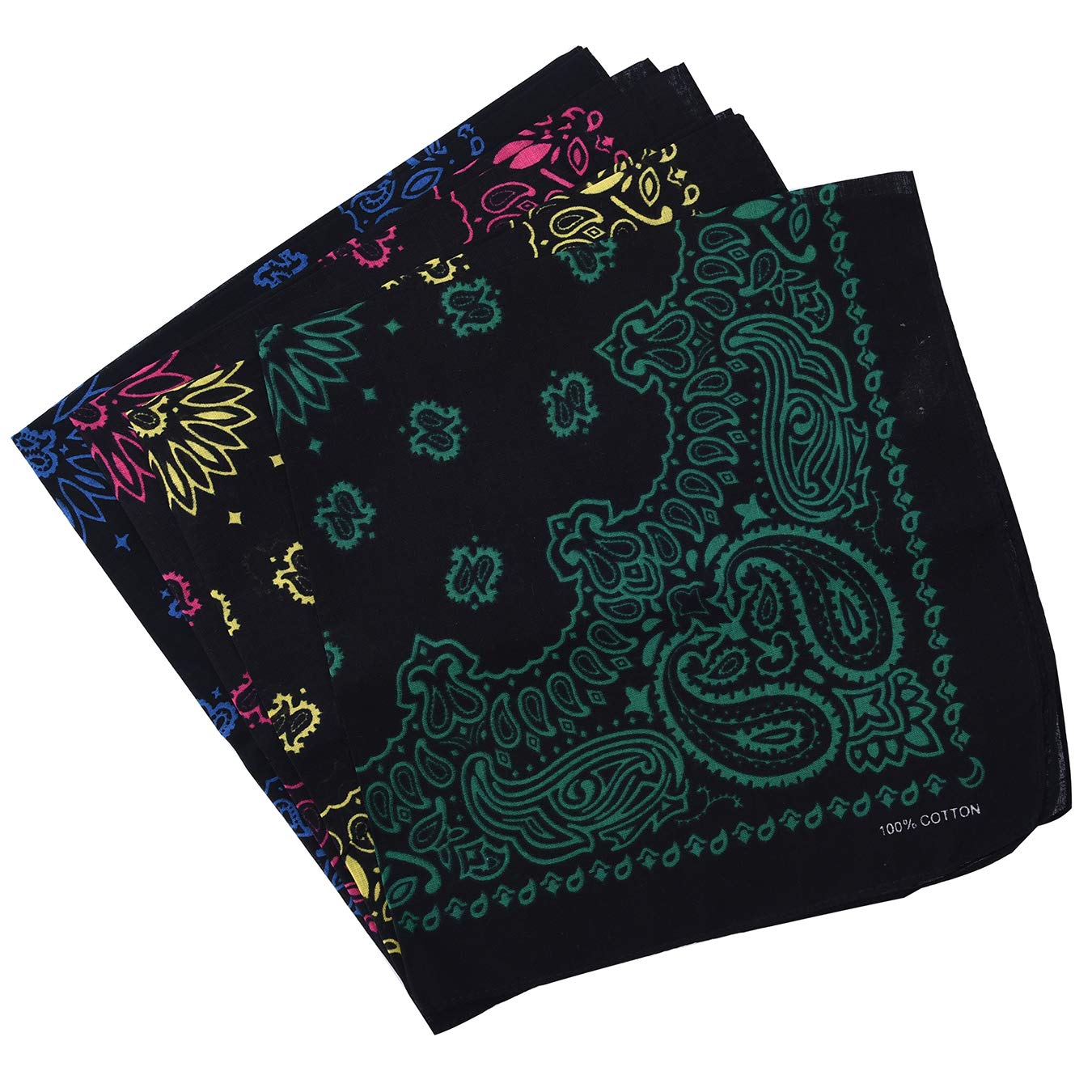 xsby 12 Piece Novelty Bandanas Paisley 100% Cotton Headwear