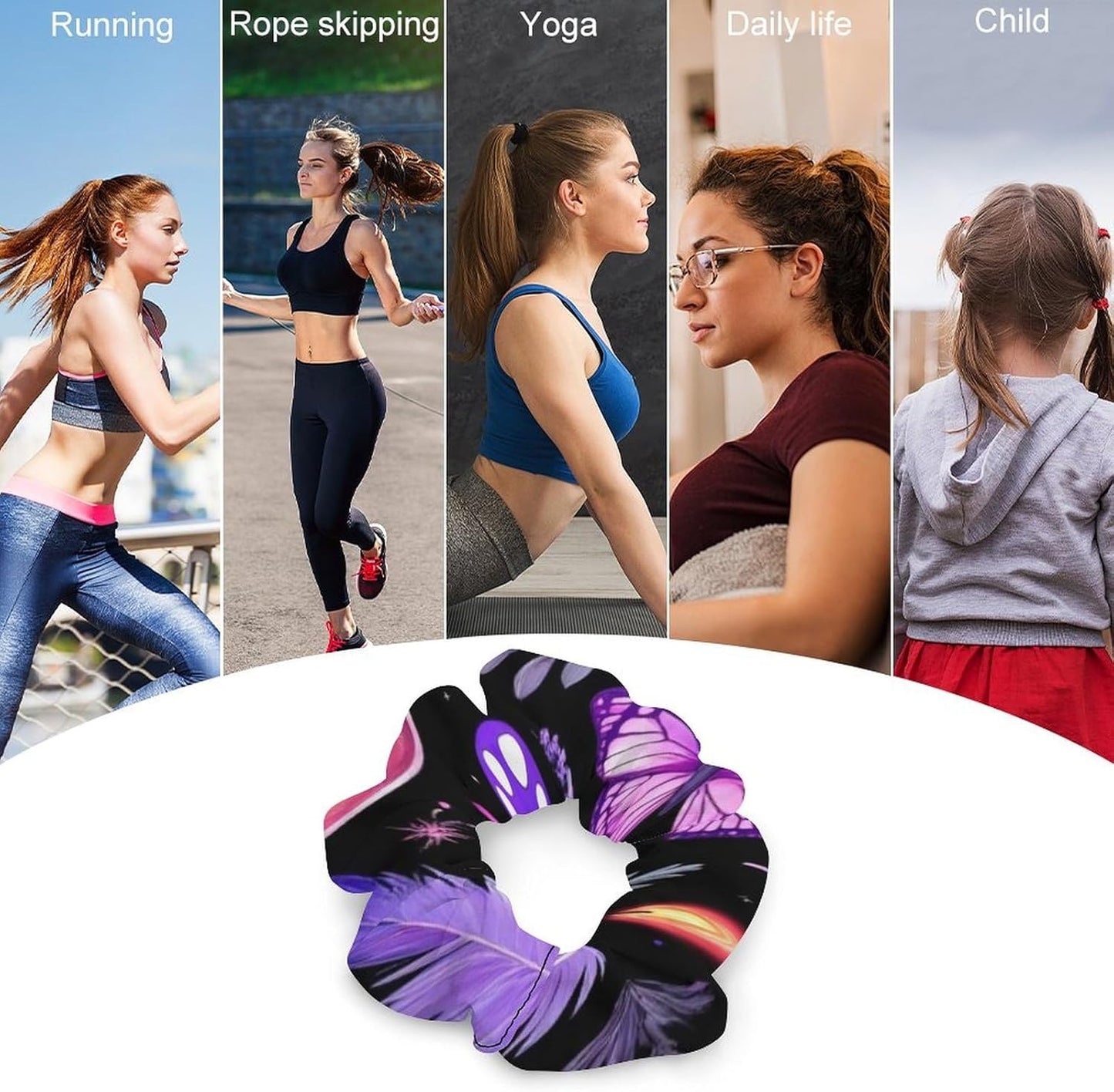 Supdreamc Fashion Hair Scrunchies Spiral Hair Ties for Women Braids, Cool Camo Military Camouflage Adjustable Ponytail Bands Dreadlock Accessories