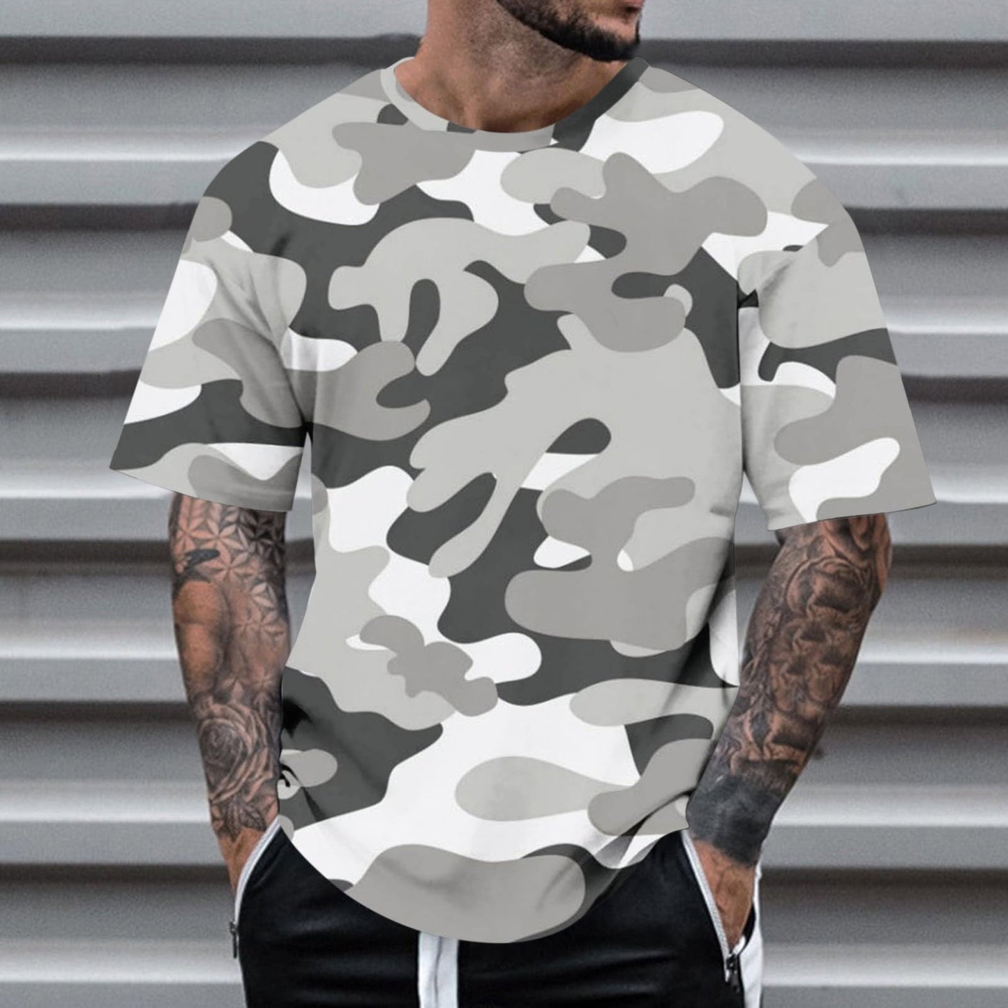 Casual Summer Camouflage Short Sleeve Shirt Plus Size Outdoor Fashion Tees Trendy Blouse T Shirt