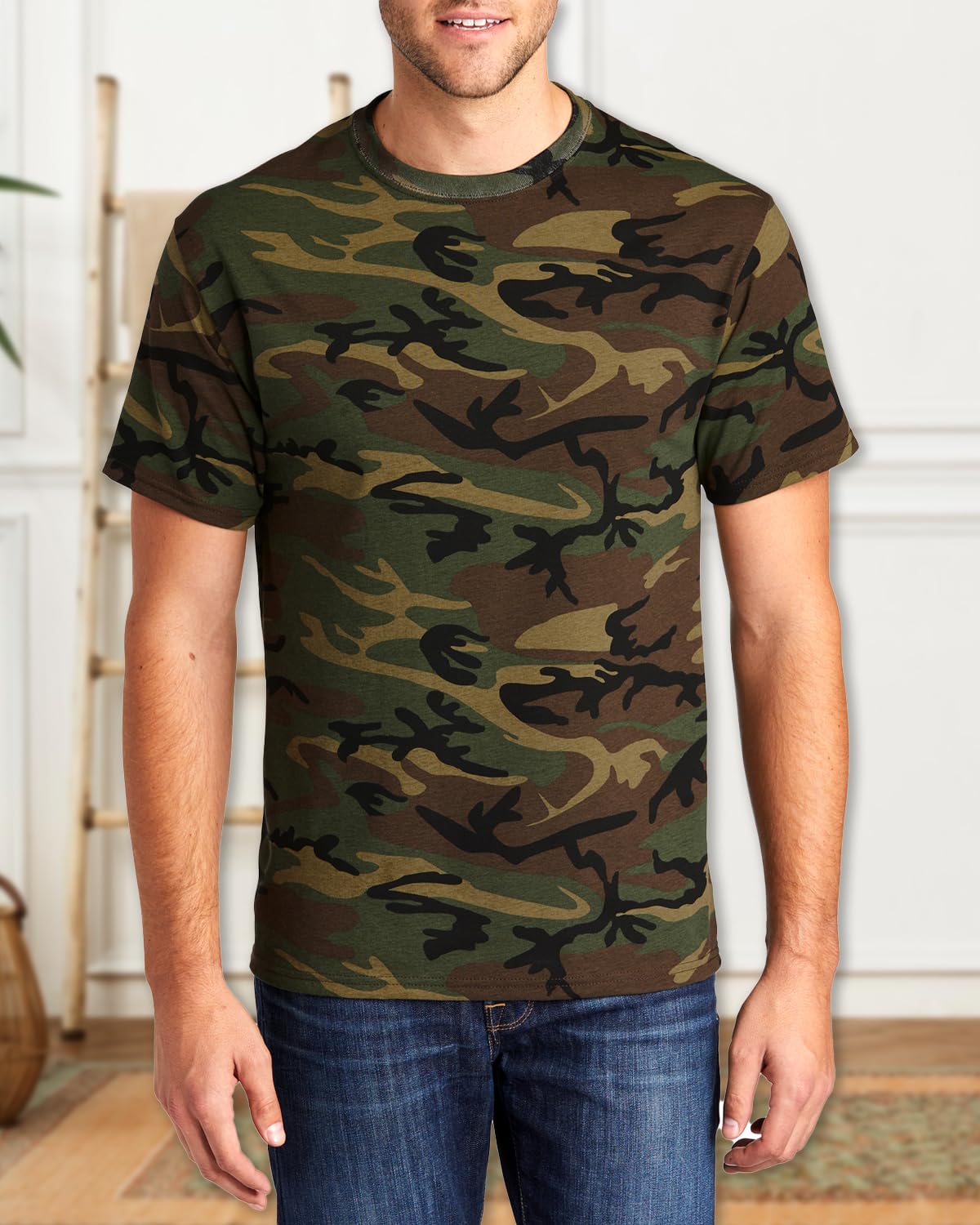 JustBlanks Men's Camouflage Tee Shirts - 100% Cotton Short-Sleeve T- Shirt - Military Camo Crewneck Shirt for Men