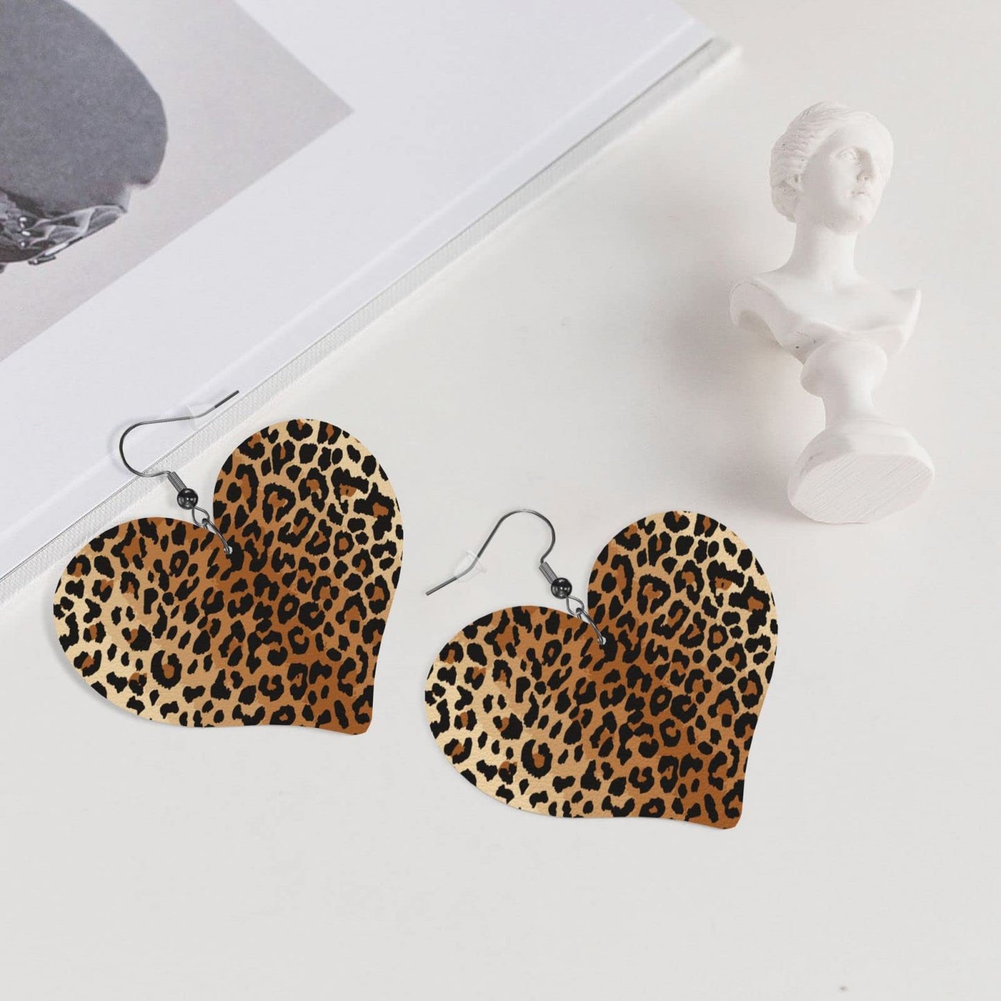 Heart Dangle Faux Leather Earrings For Women