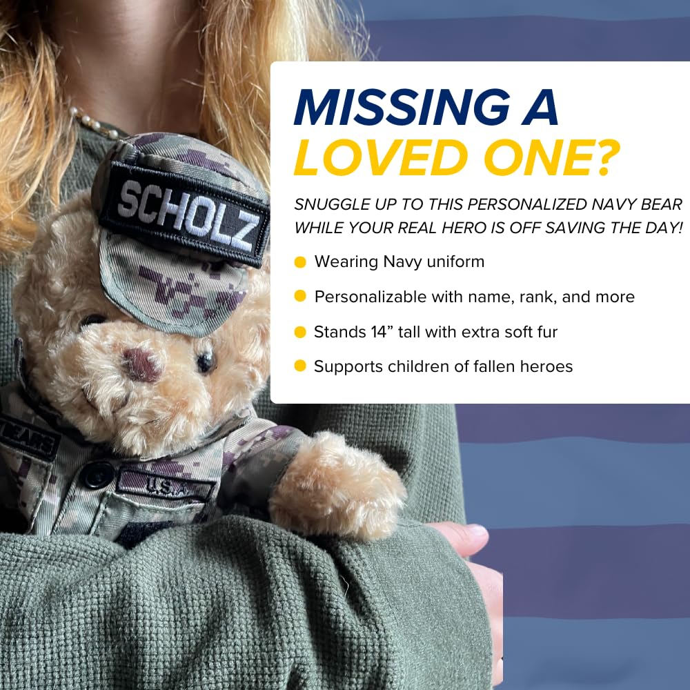 ZZZ Bears Personalized Army Teddy Bear, Gift for Boot Camp Graduates, Veterans & Comforting Loved Ones at Home During Deployment