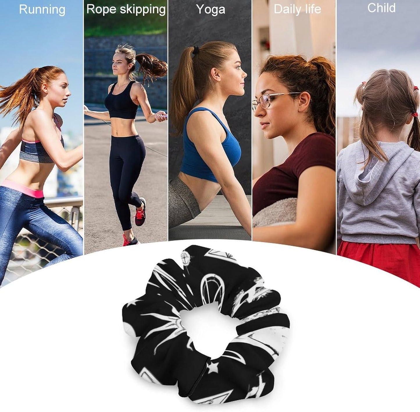 Supdreamc Fashion Hair Scrunchies Spiral Hair Ties for Women Braids, Cool Camo Military Camouflage Adjustable Ponytail Bands Dreadlock Accessories