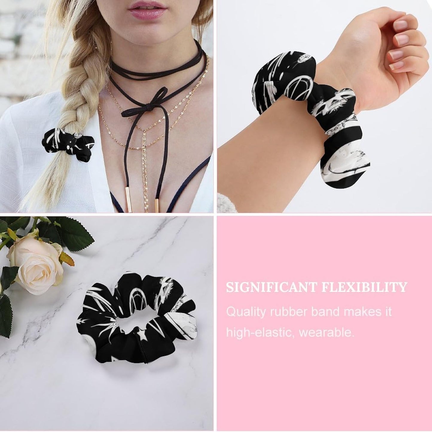 Supdreamc Fashion Hair Scrunchies Spiral Hair Ties for Women Braids, Cool Camo Military Camouflage Adjustable Ponytail Bands Dreadlock Accessories