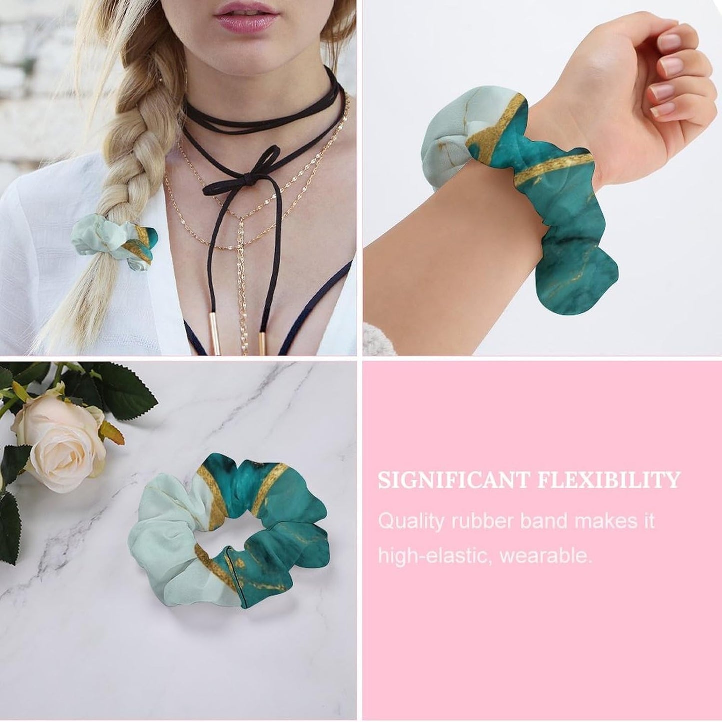 Supdreamc Fashion Hair Scrunchies Spiral Hair Ties for Women Braids, Cool Camo Military Camouflage Adjustable Ponytail Bands Dreadlock Accessories