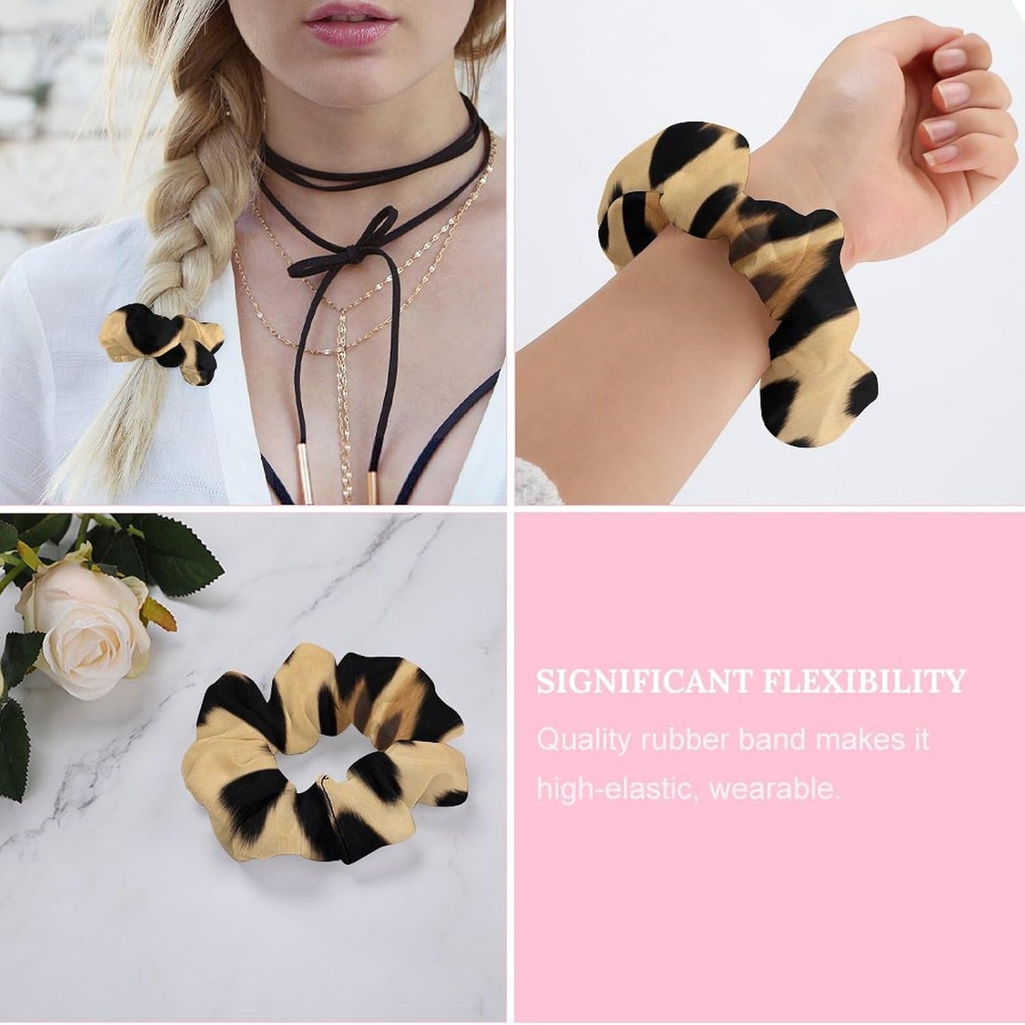 Supdreamc Fashion Hair Scrunchies Spiral Hair Ties for Women Braids, Cool Camo Military Camouflage Adjustable Ponytail Bands Dreadlock Accessories