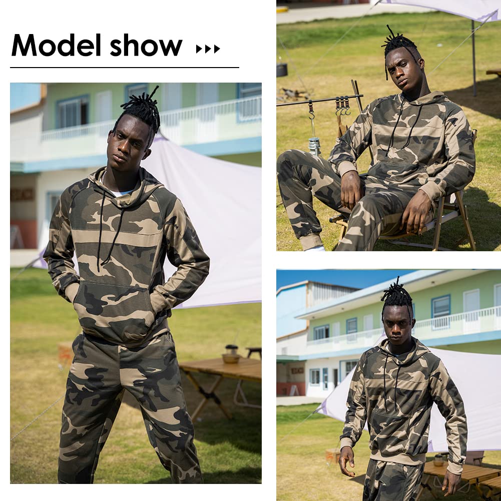AOTORR Mens Sweatsuits 2 Piece Casual Tracksuits Camo Hoodie Jogging Sweatpants Suit