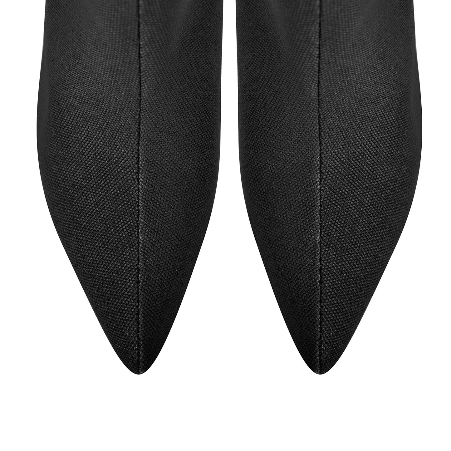 richealnini Women's Thigh High Boots with Straps Canvas Stiletto Heel Sexy Pointed Toe Party Riding Boots