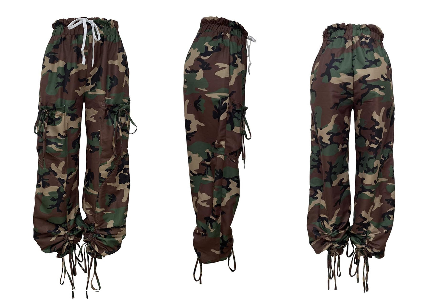 Women's Baggy Cargo Jogger Jeans Barrel High Waisted Wide Leg Drawstring Y2K Loose Harem Denim Pants with Pockets