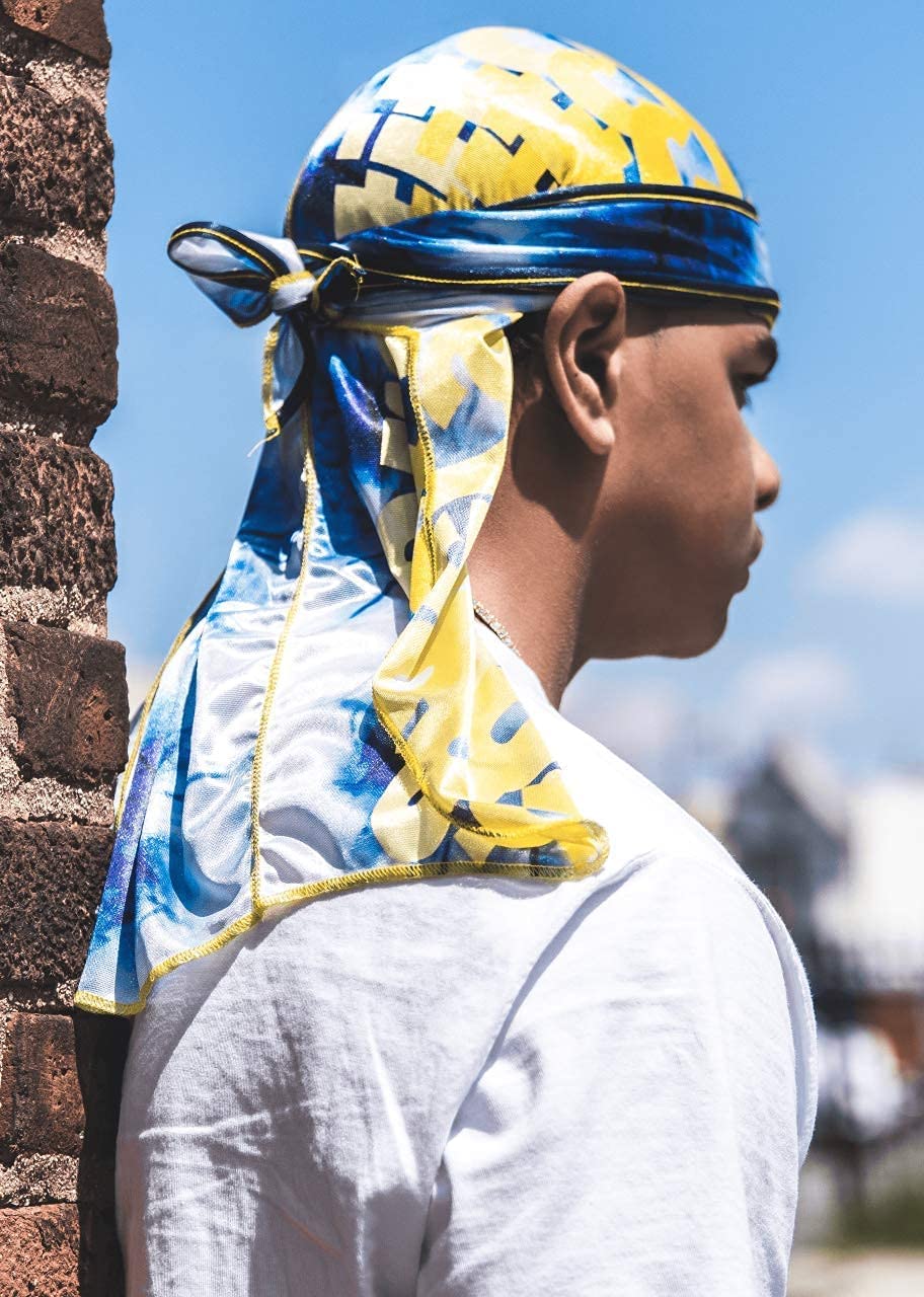 Superstitch Supersilky Ultra Silky Durag x Wavebuilder | 30+ Styles Premium Designer Durags for Men | 360 Waves |Camo Camouflage (Five Star)