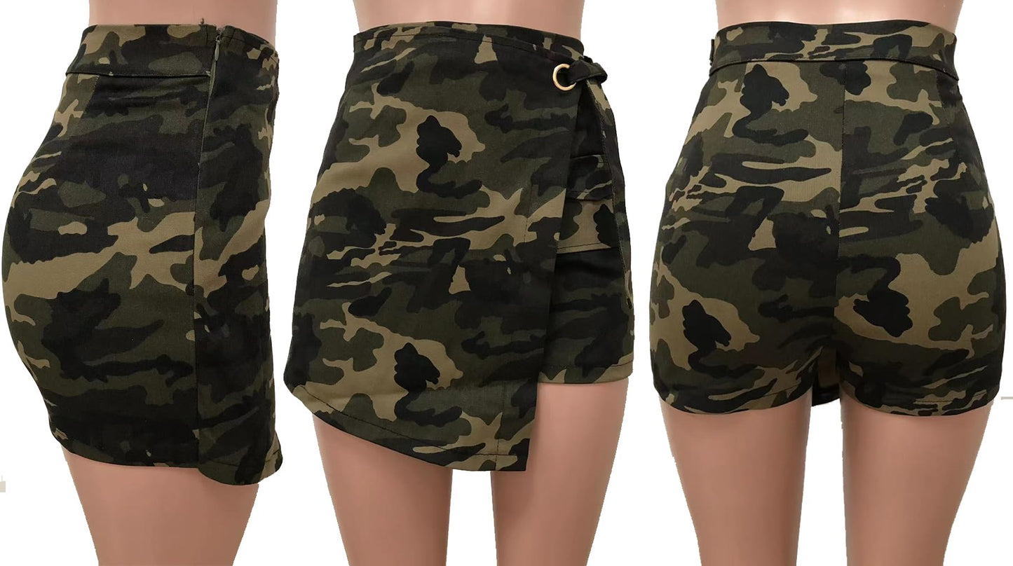 Vakkest Women's Camo Cargo Shorts Casual Trendy High Waisted Summer Joggers Camouflage Print Short Pants with Pockets
