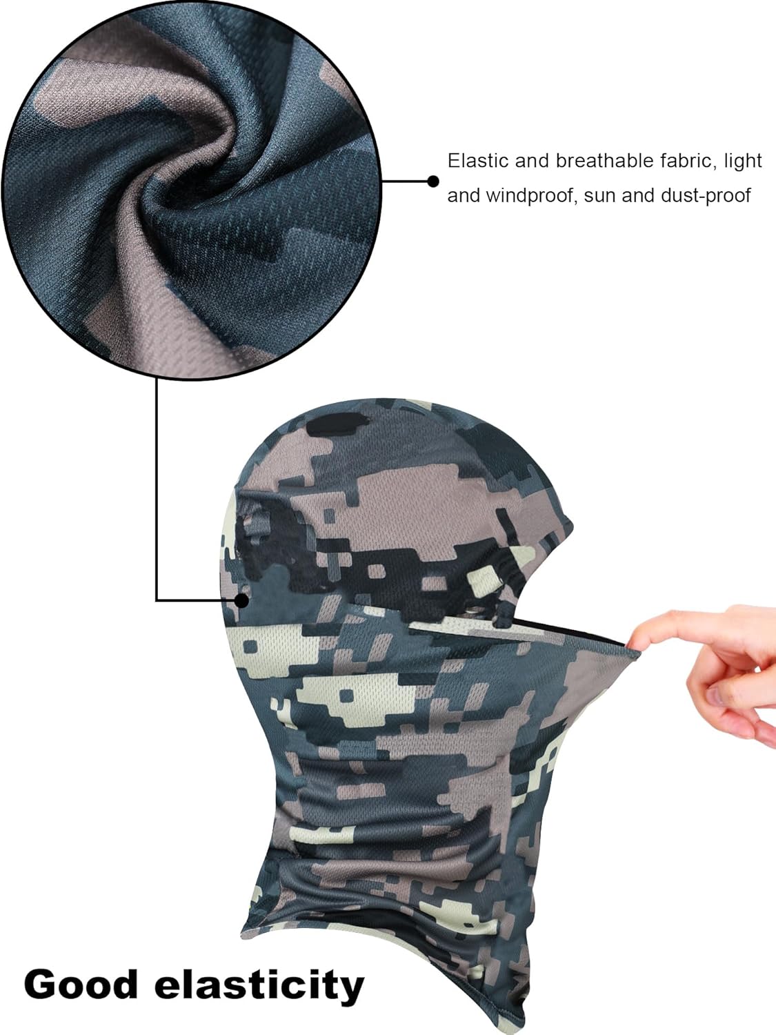 Blulu 3 Pieces Camo Balaclava Summer Full Face Mask Ski Mask Sun Dust Protection Full Face Cover for Men Women Outdoor
