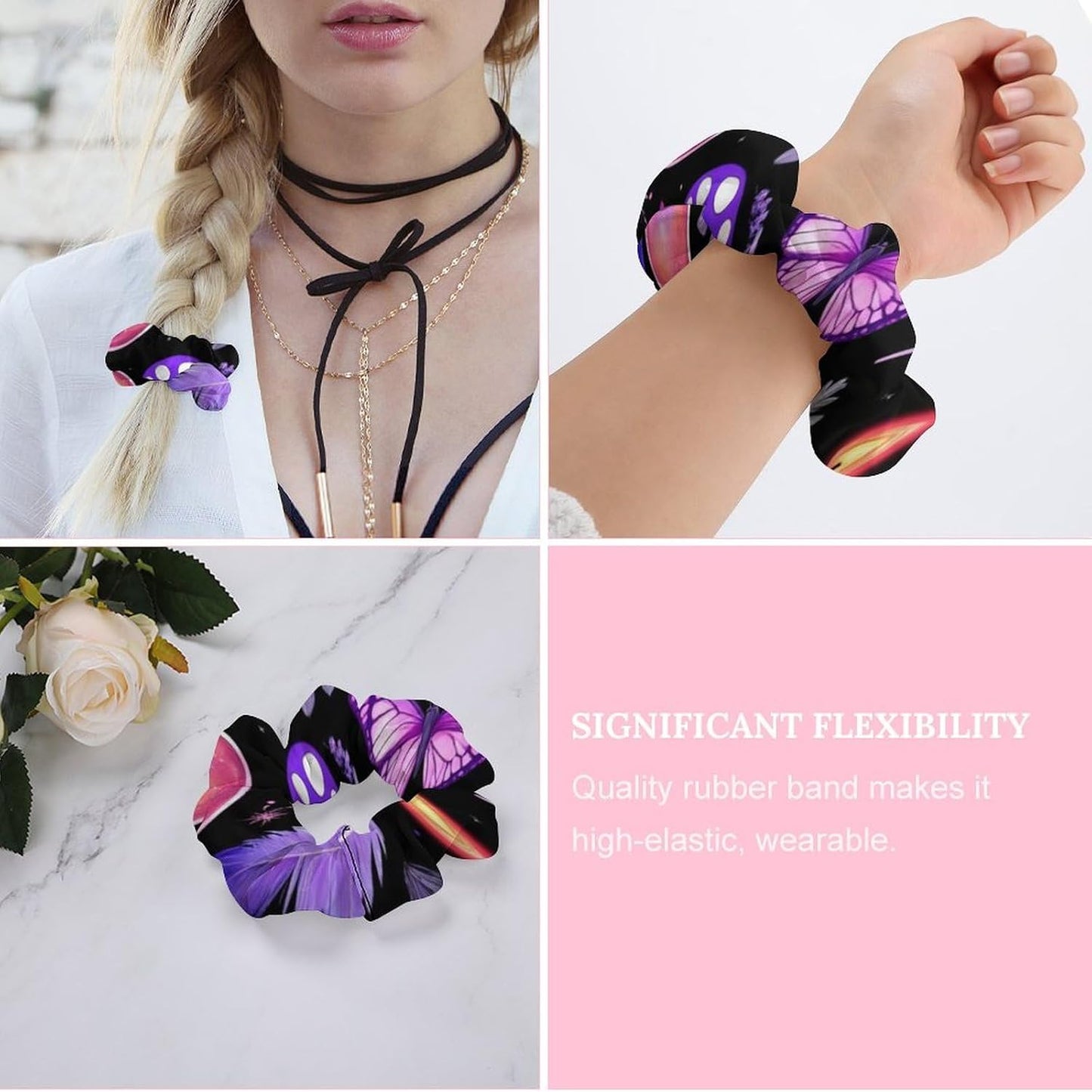 Supdreamc Fashion Hair Scrunchies Spiral Hair Ties for Women Braids, Cool Camo Military Camouflage Adjustable Ponytail Bands Dreadlock Accessories