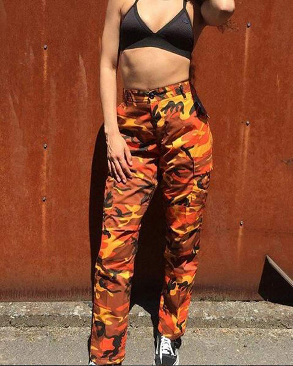 ZODLLS Women's Camo Pants Cargo Trousers Cool Camouflage Pants Elastic Waist Casual Multi Jogger Pants with Pocket