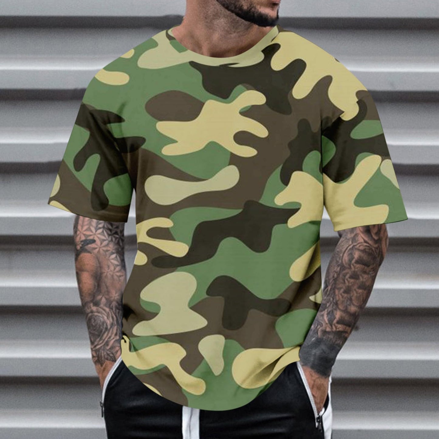 Casual Summer Camouflage Short Sleeve Shirt Plus Size Outdoor Fashion Tees Trendy Blouse T Shirt
