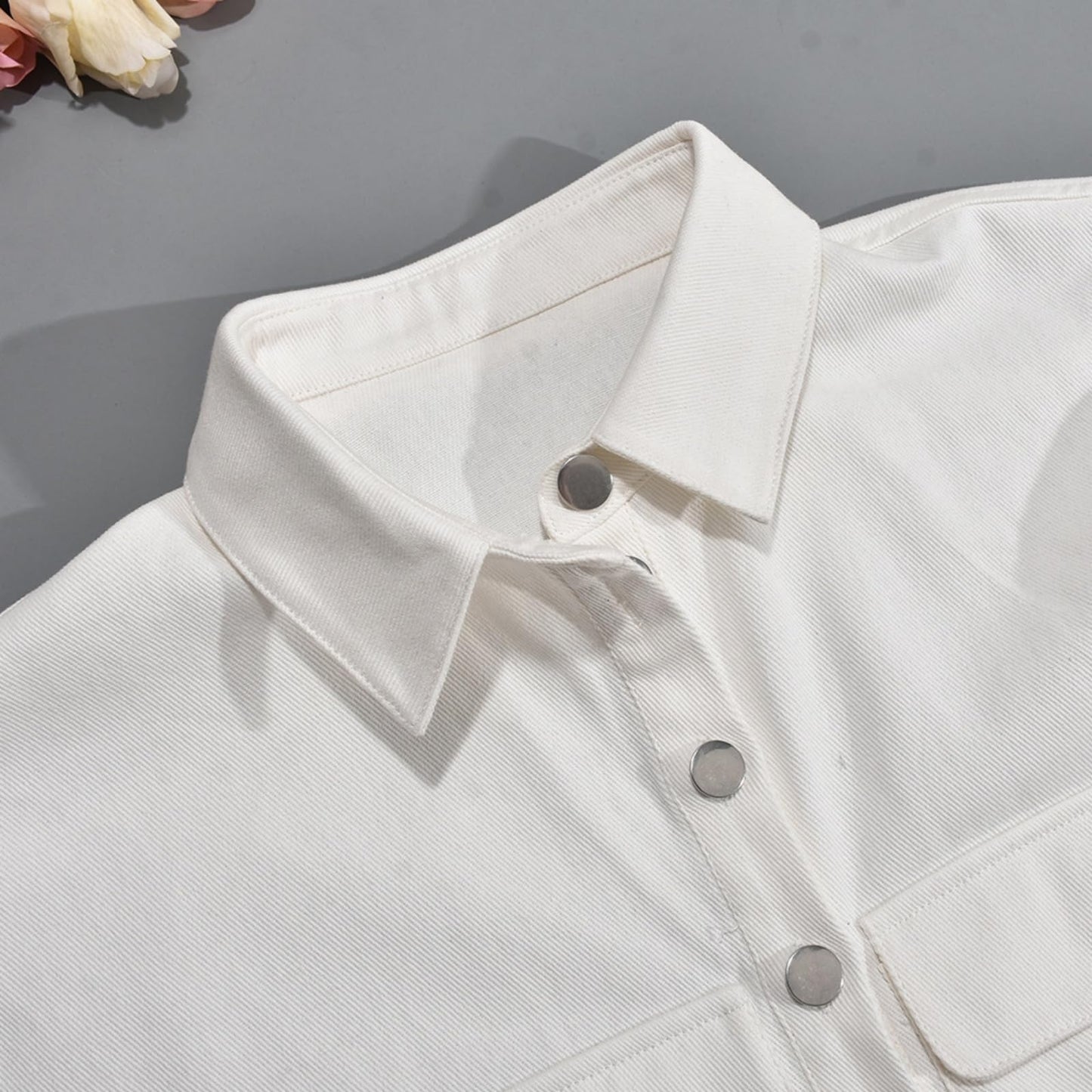 Womens Summer Cute Camo Button Down Cropped Jean Jacket Casual Lapel Outwear Denim Shirts Blouse Top