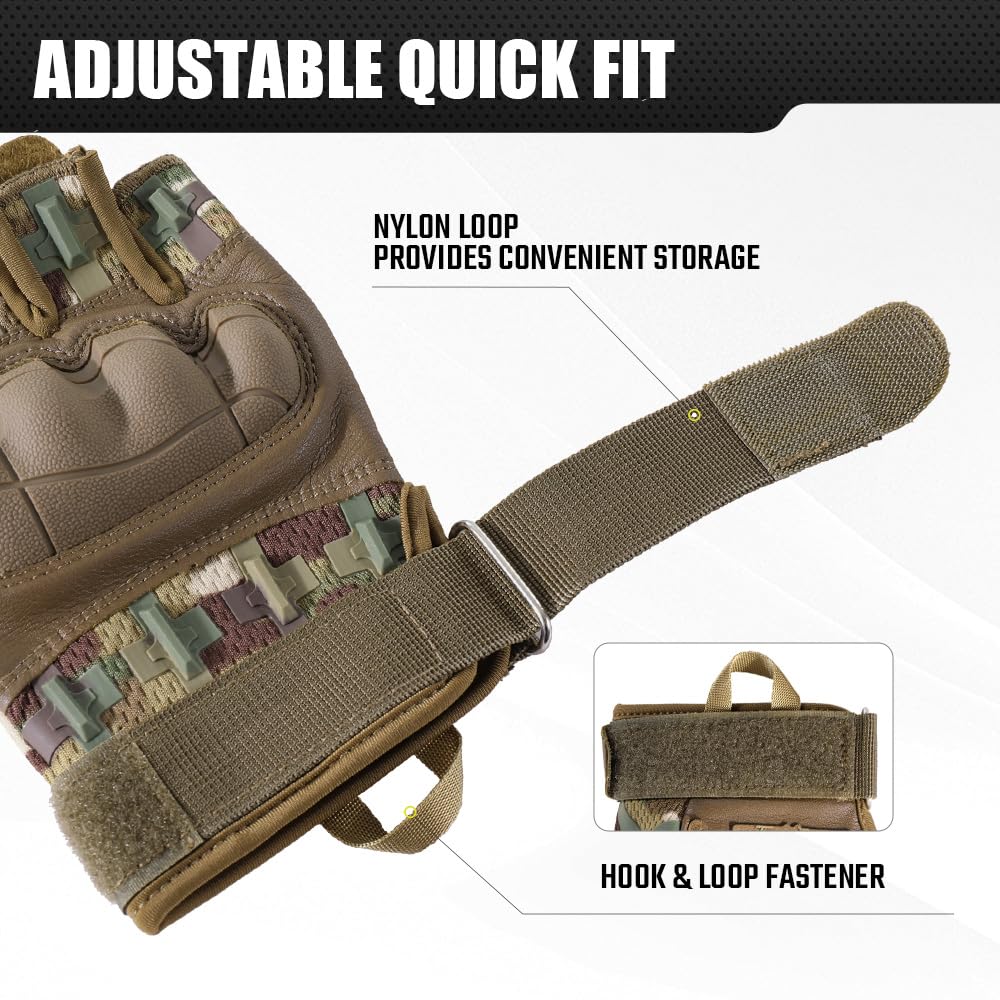AXBXCX Tactical Fingerless Gloves for Men - Ultimate Impact Protection, Non-Slip & Breathable