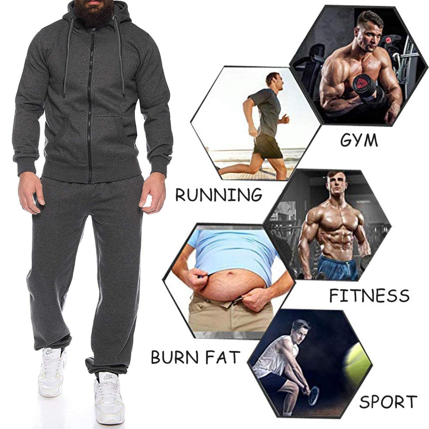 COOFANDY Sweatsuits for Men 2 Piece tracksuit Sets Full Zip Hoodie Sweatpants for Men Casual Sports Jogging Suits S-4XL