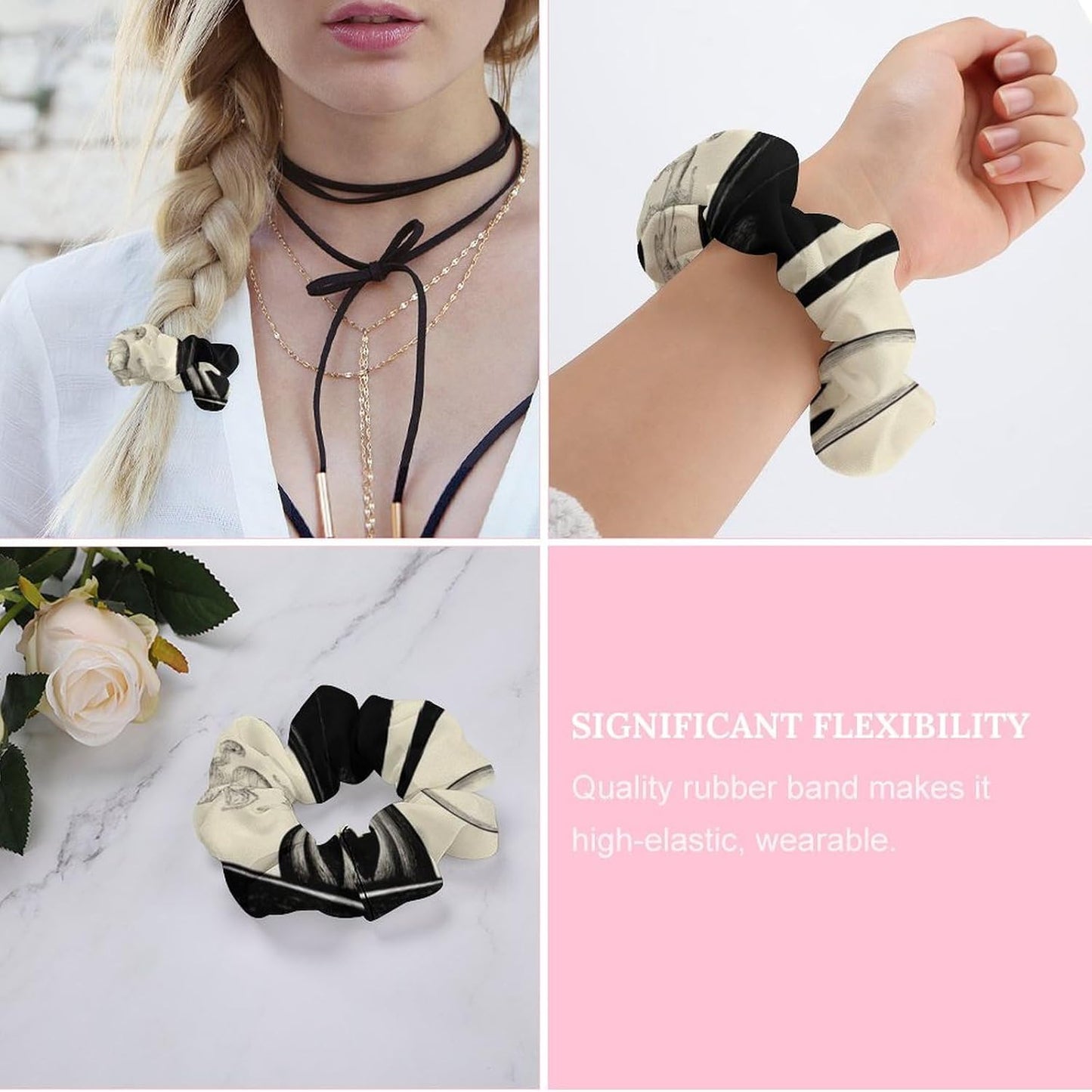 Supdreamc Fashion Hair Scrunchies Spiral Hair Ties for Women Braids, Cool Camo Military Camouflage Adjustable Ponytail Bands Dreadlock Accessories