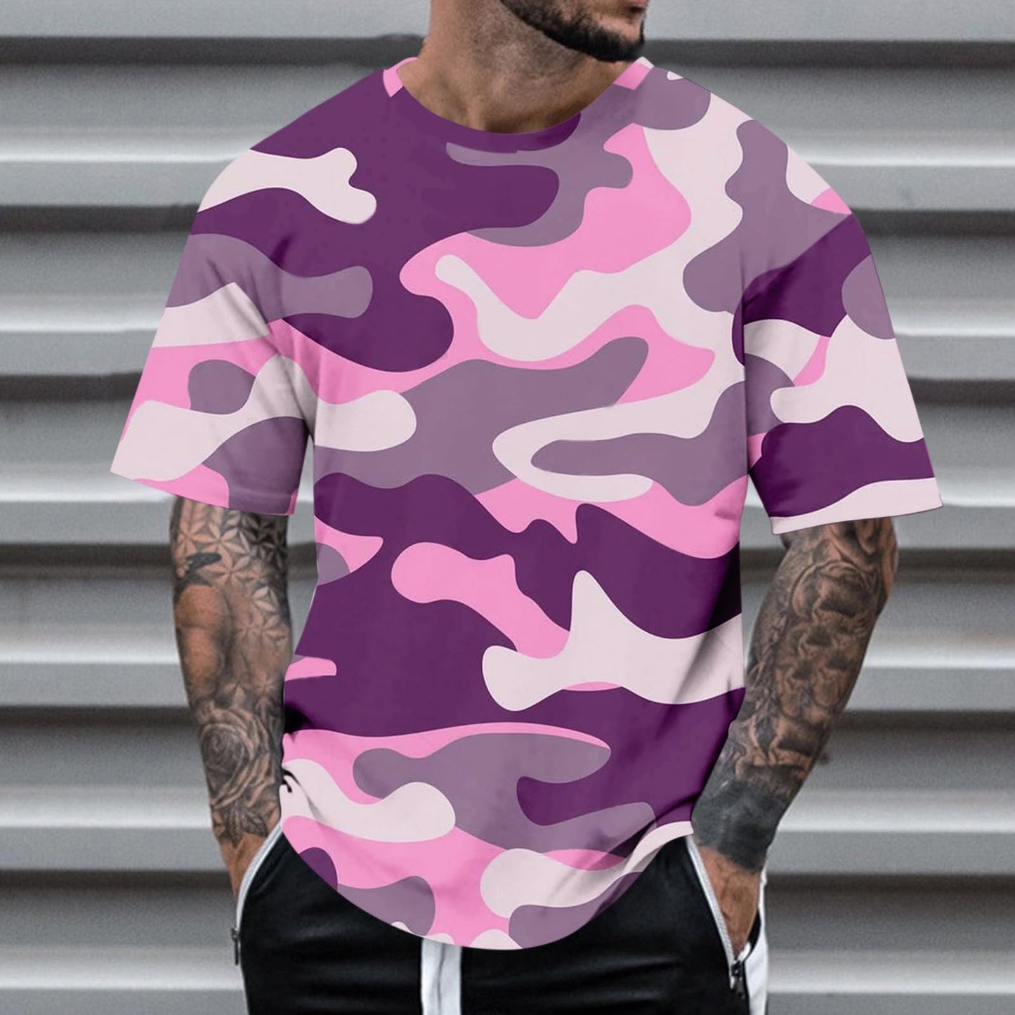 Casual Summer Camouflage Short Sleeve Shirt Plus Size Outdoor Fashion Tees Trendy Blouse T Shirt