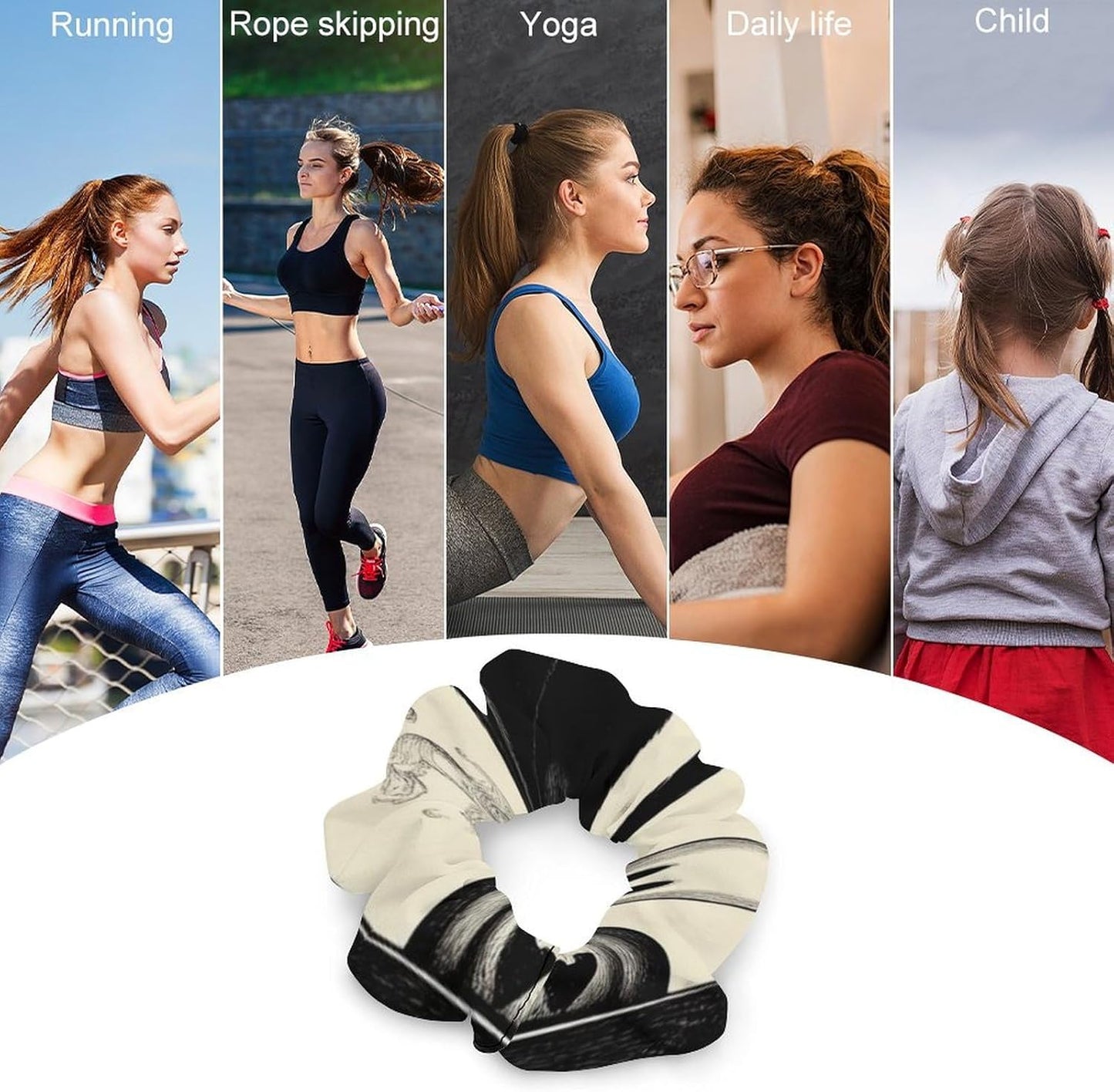 Supdreamc Fashion Hair Scrunchies Spiral Hair Ties for Women Braids, Cool Camo Military Camouflage Adjustable Ponytail Bands Dreadlock Accessories