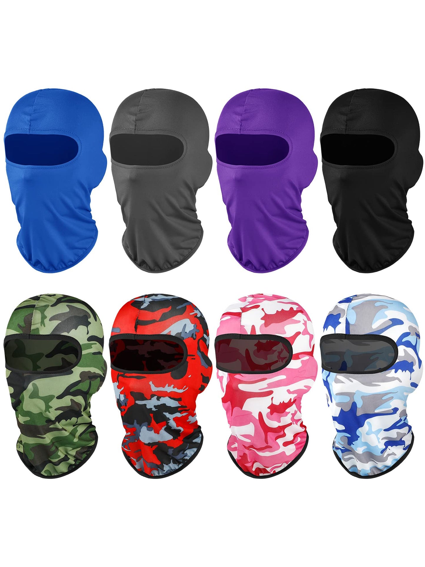 Geyoga 8 Pcs Balaclava Ski Mask Sun Protection Windproof Balaclava UV Protection Summer Full Face Covering for Outdoor Sports