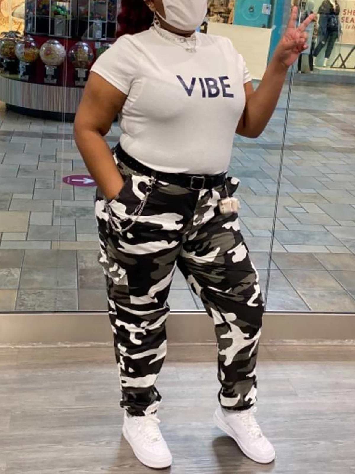 ZODLLS Women's Camo Pants Cargo Trousers Cool Camouflage Pants Elastic Waist Casual Multi Jogger Pants with Pocket