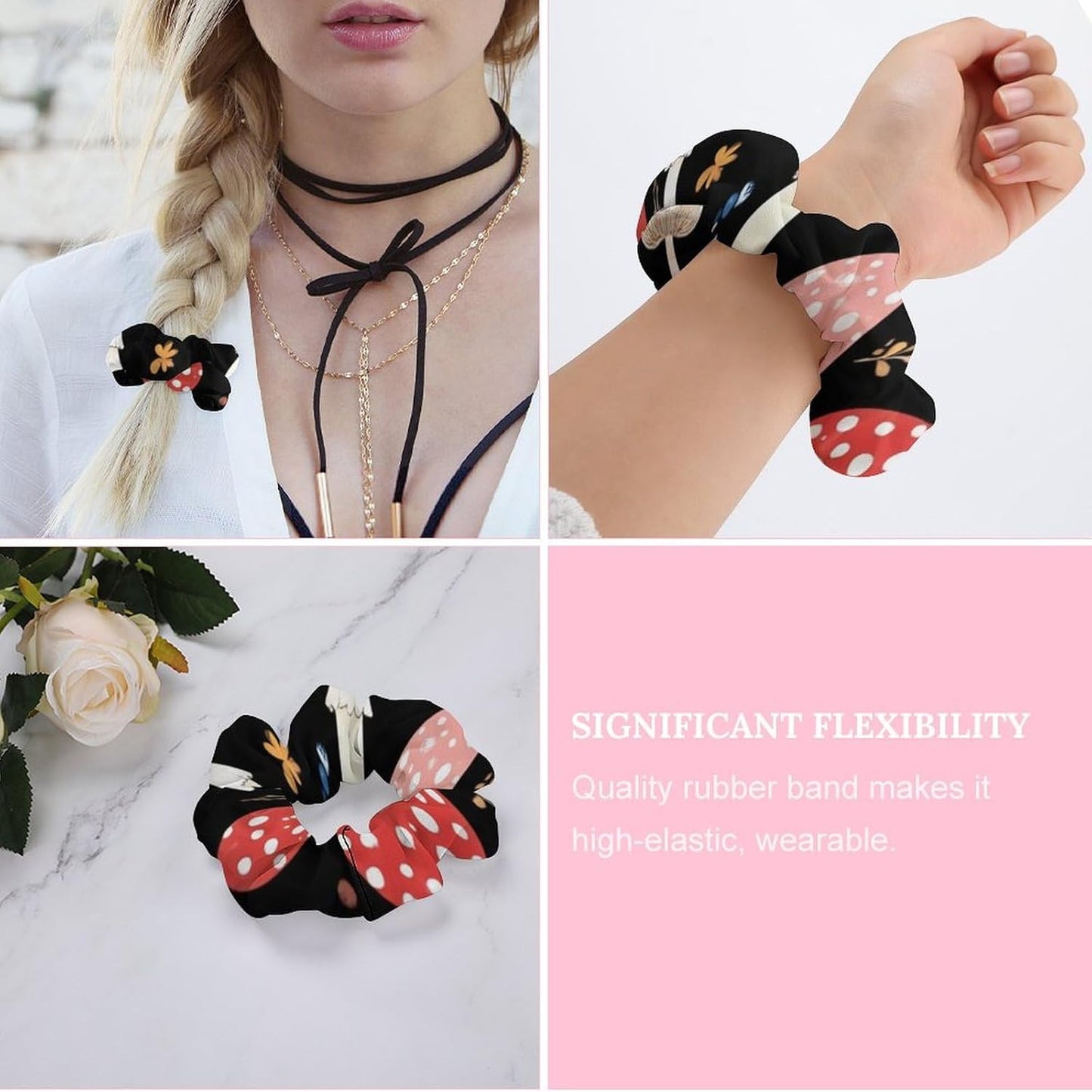 Supdreamc Fashion Hair Scrunchies Spiral Hair Ties for Women Braids, Cool Camo Military Camouflage Adjustable Ponytail Bands Dreadlock Accessories