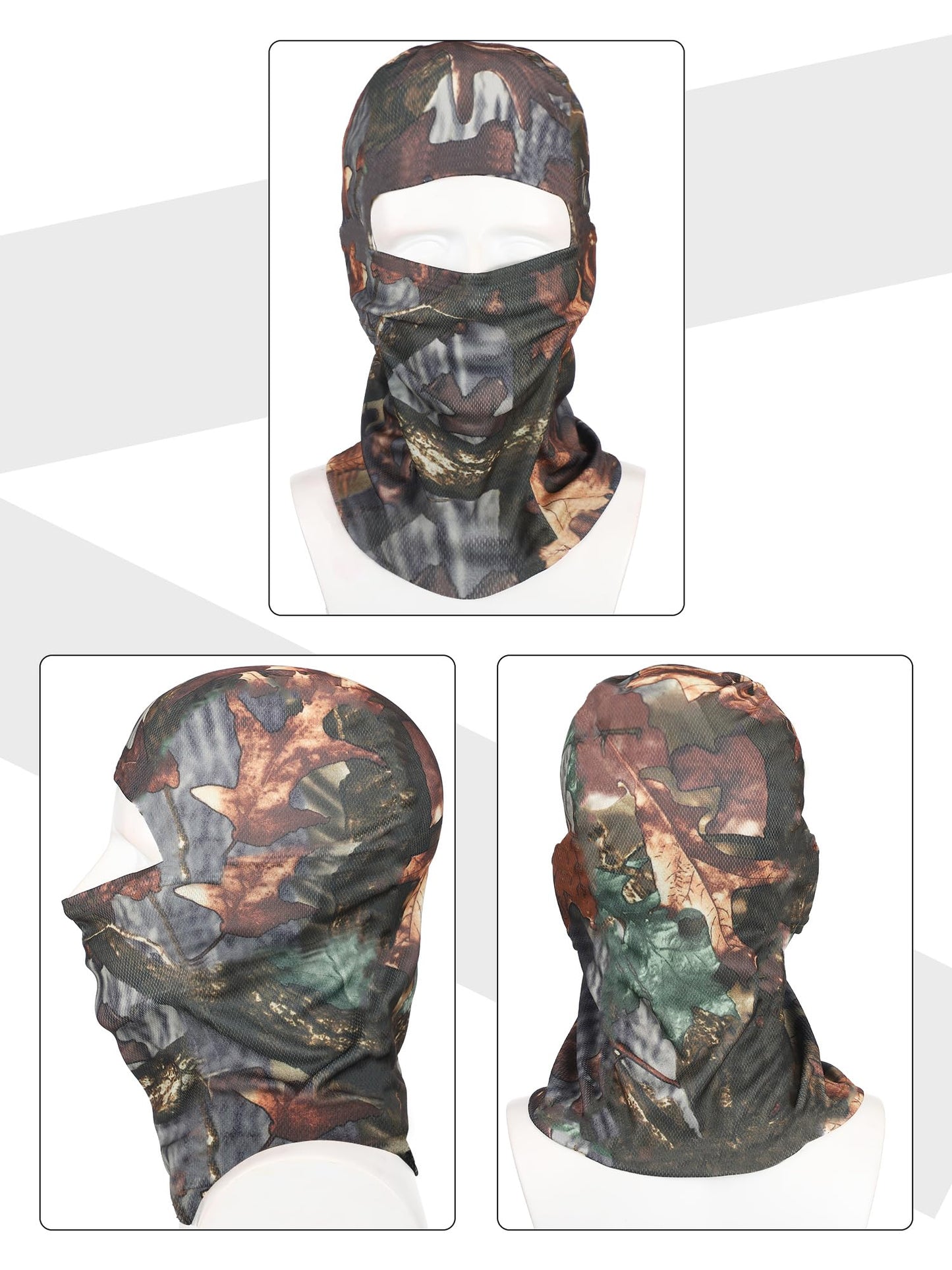 Blulu 3 Pieces Camo Balaclava Summer Full Face Mask Ski Mask Sun Dust Protection Full Face Cover for Men Women Outdoor