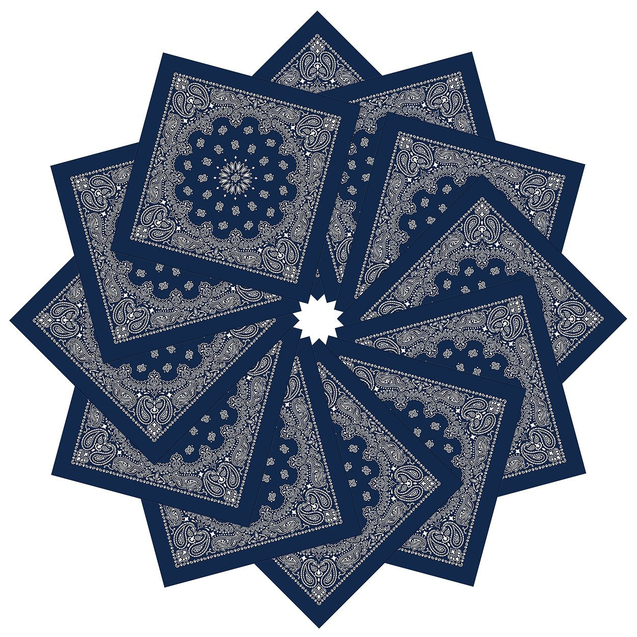 xsby 12 Piece Novelty Bandanas Paisley 100% Cotton Headwear