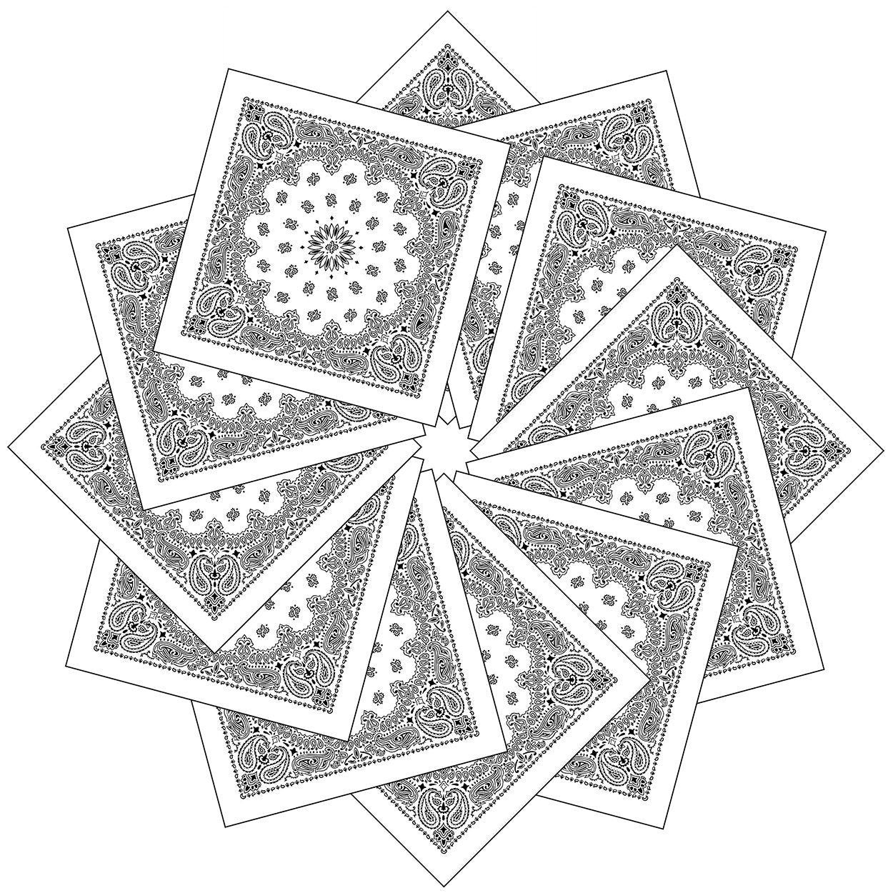 xsby 12 Piece Novelty Bandanas Paisley 100% Cotton Headwear